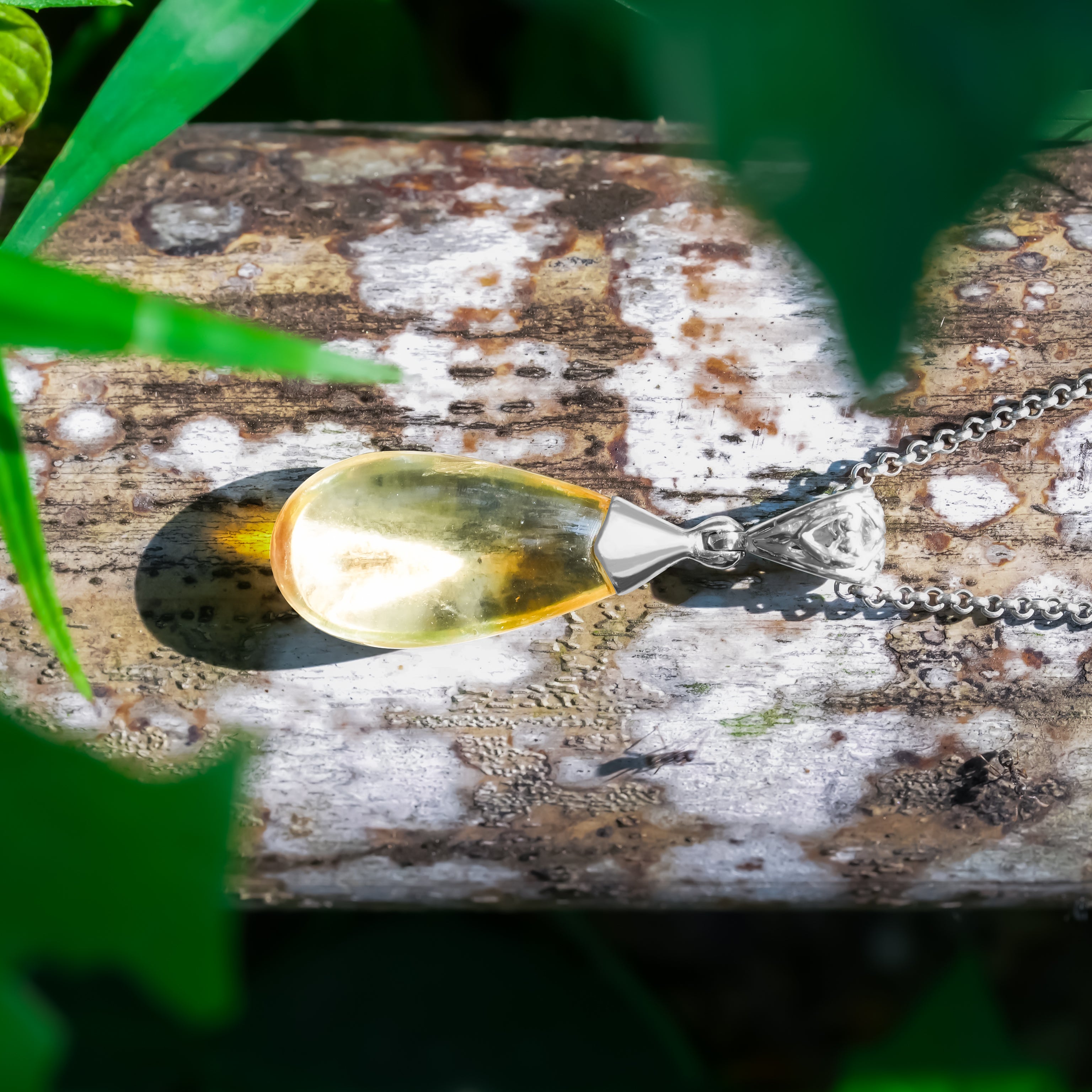 Starborn Citrine Teardrop Pendant in Sterling Silver
