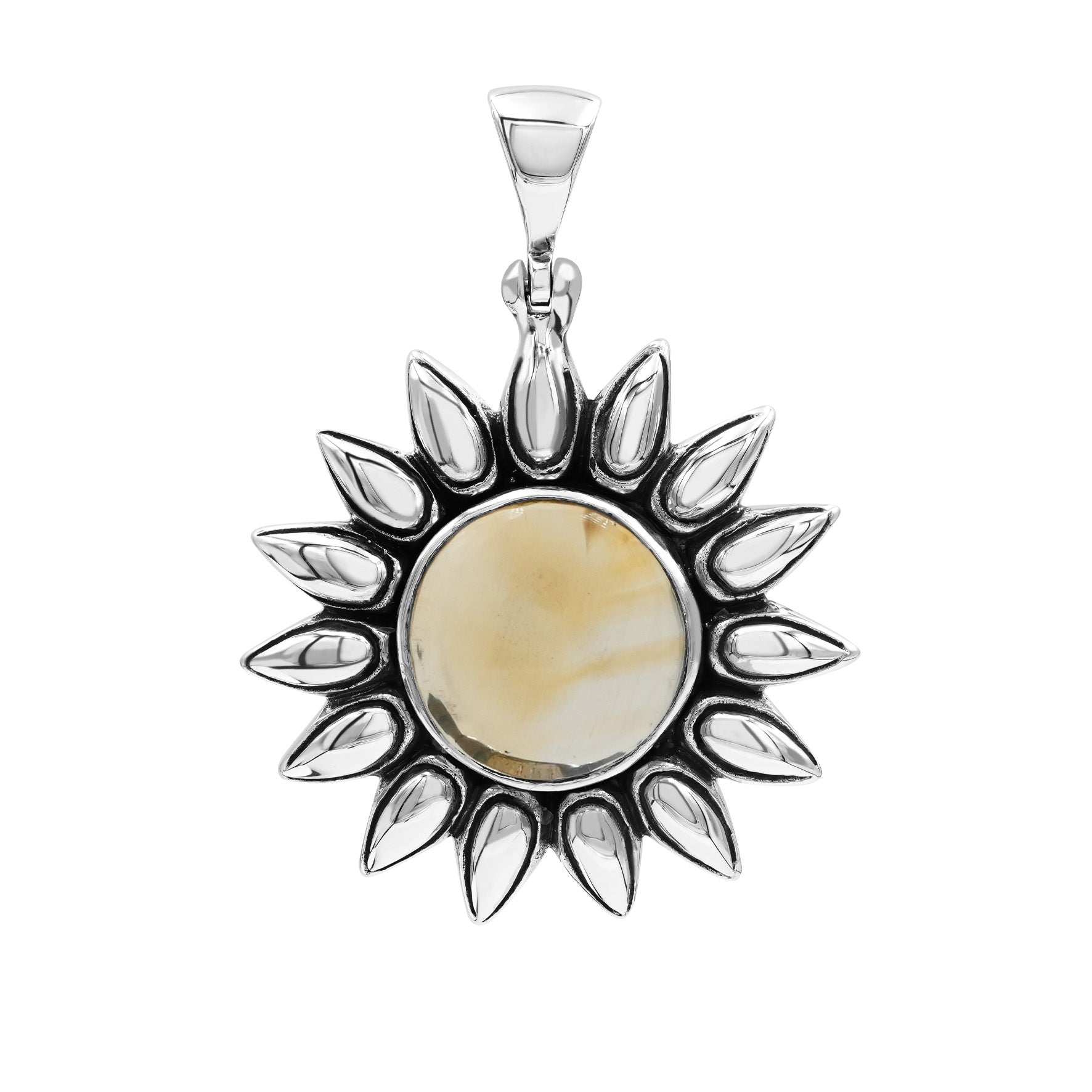 Starborn Citrine Sunflower Pendant in Sterling Silver