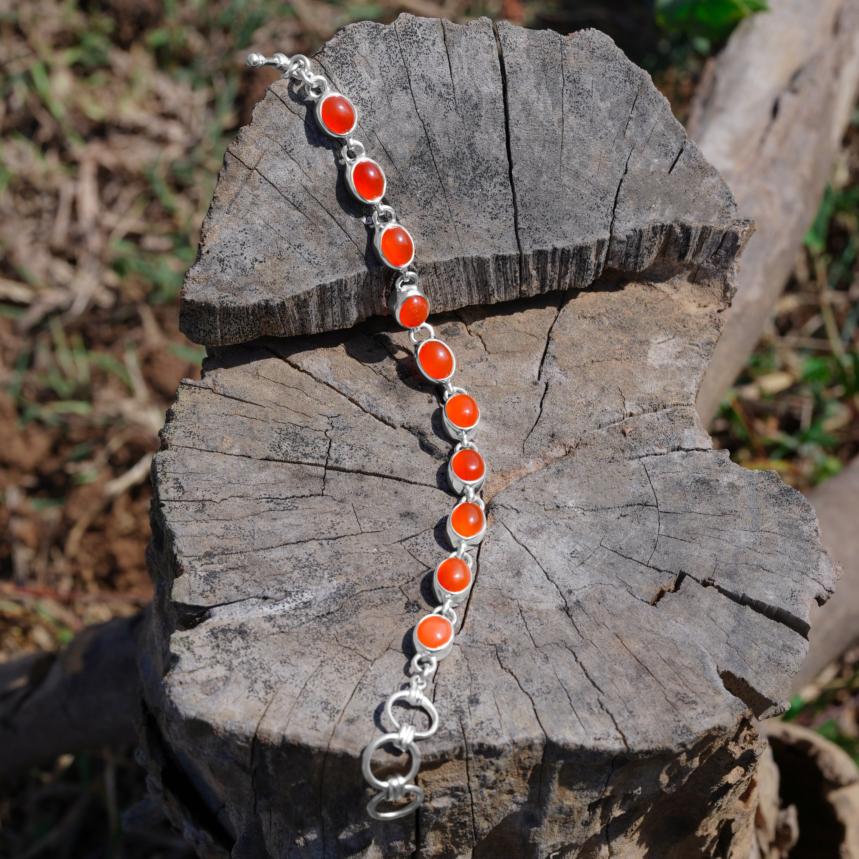 Pulsera Straborn de Cornalina en fina plata de ley