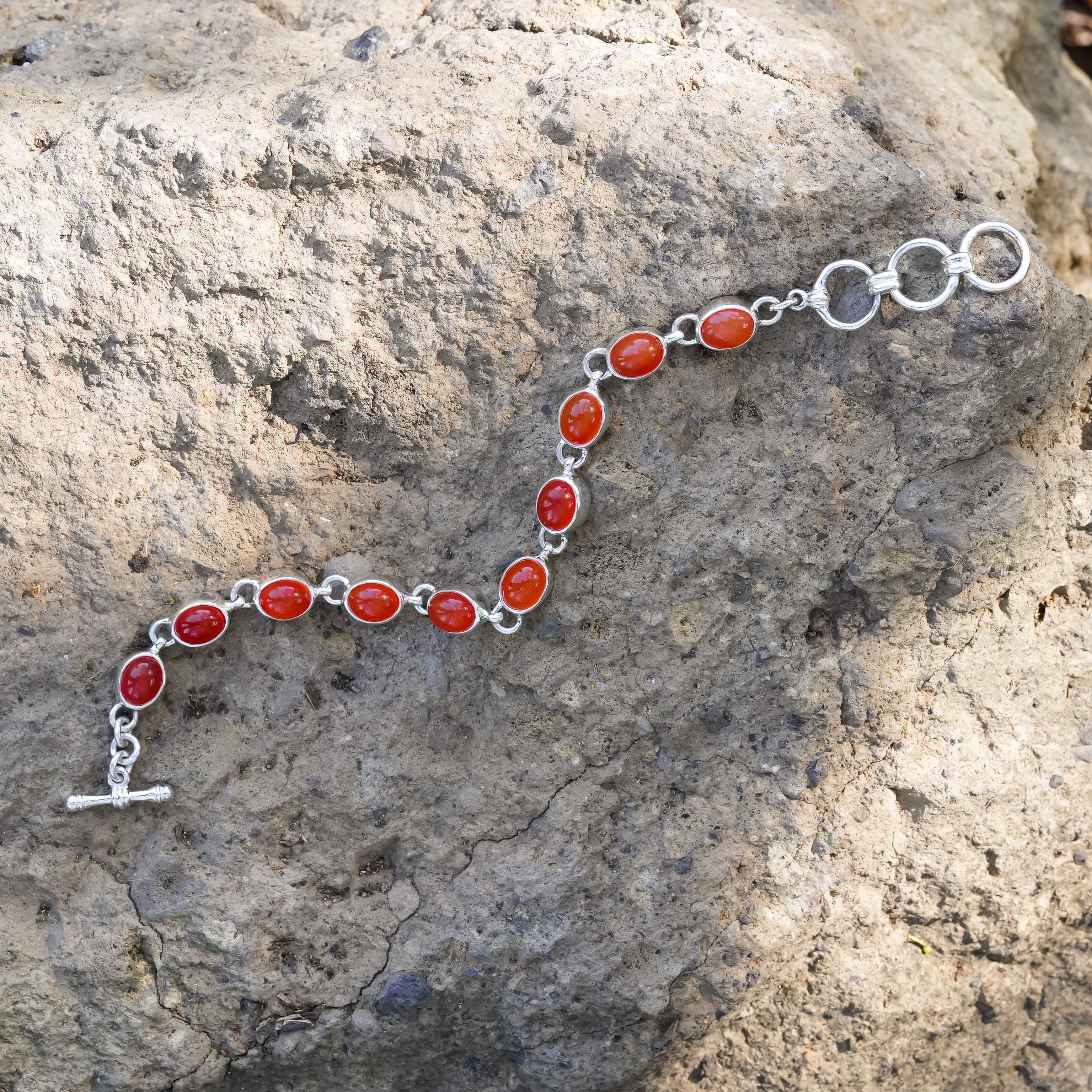 Pulsera Straborn de Cornalina en fina plata de ley