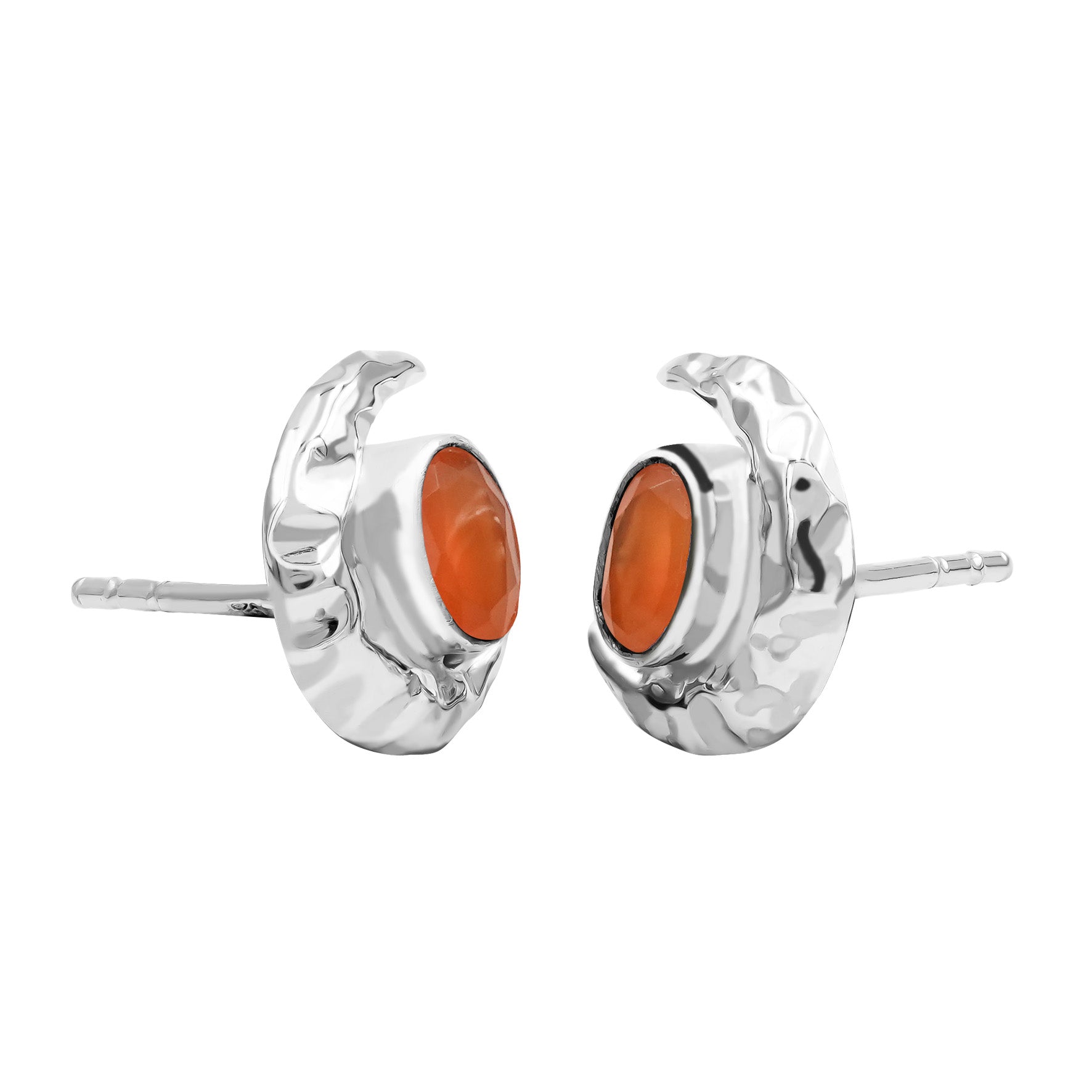 Starborn – Getrommelte Karneol-Ohrstecker im Ohrstecker-Stil, Sterlingsilber