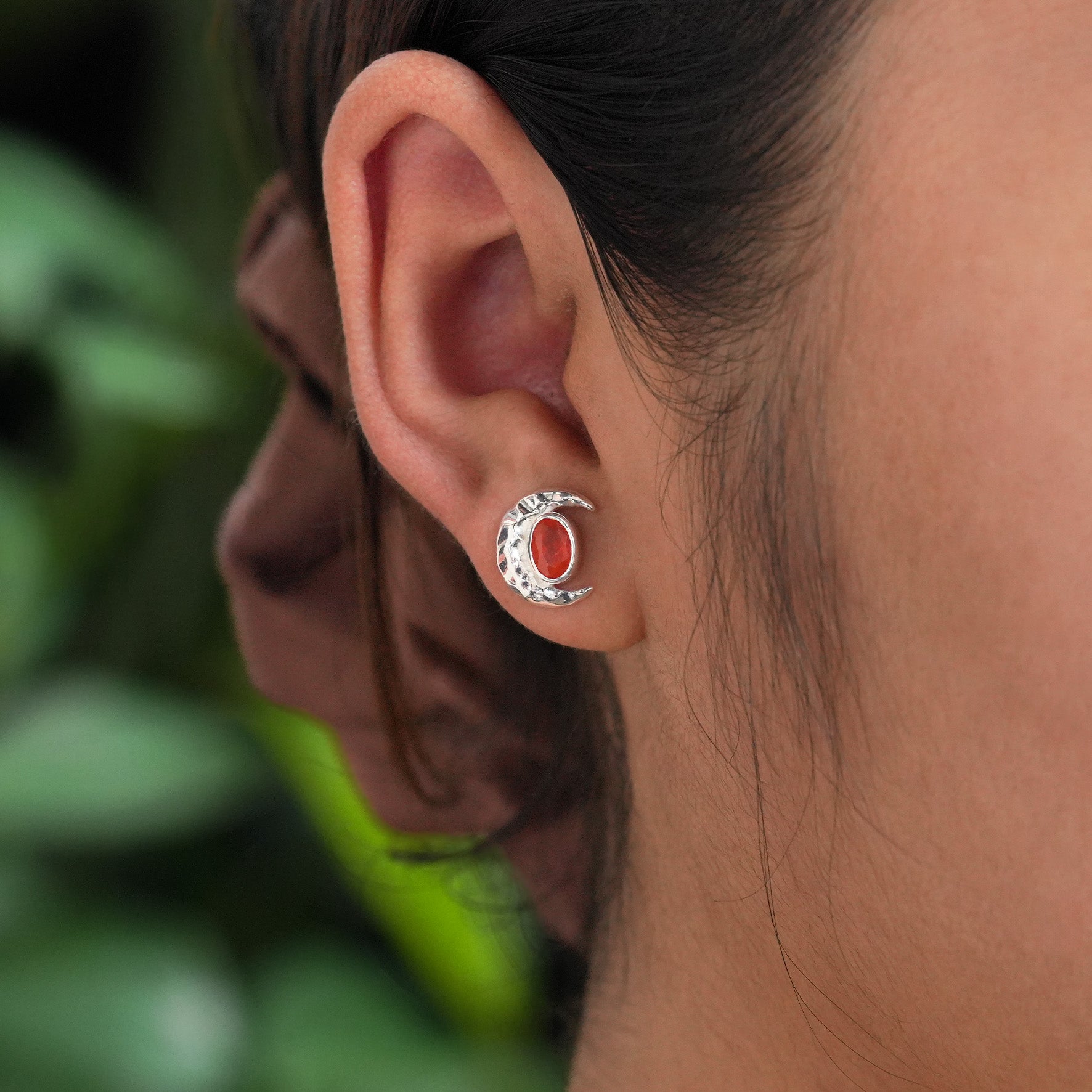 Starborn – Getrommelte Karneol-Ohrstecker im Ohrstecker-Stil, Sterlingsilber