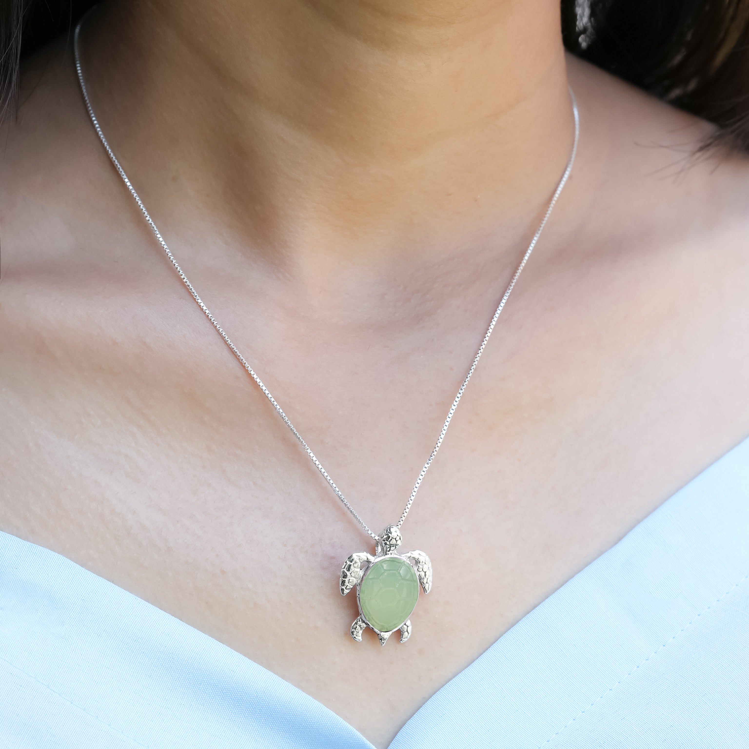 Starborn Carved Sea Turtle Pendant in Fine Sterling Silver