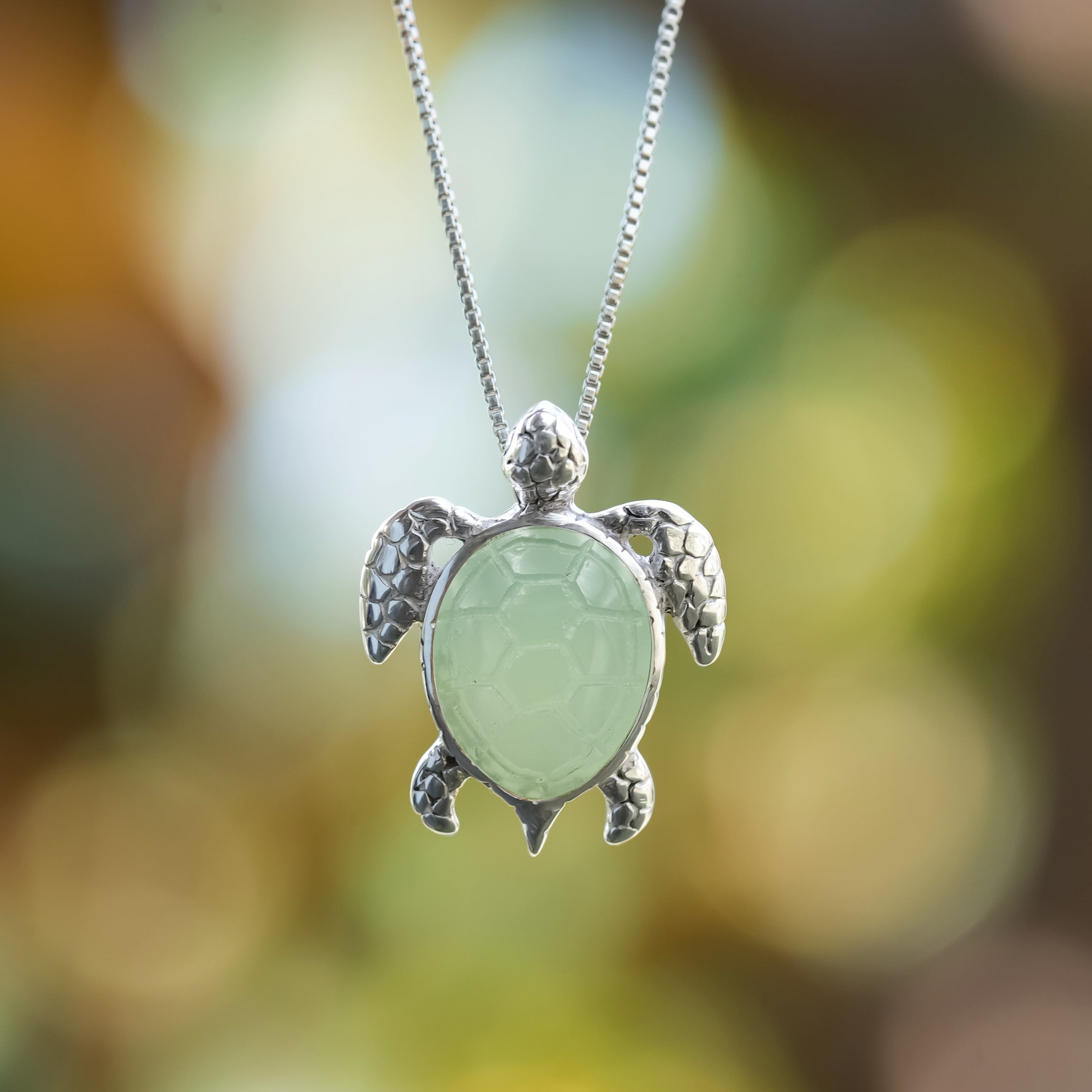Starborn Carved Sea Turtle Pendant in Fine Sterling Silver