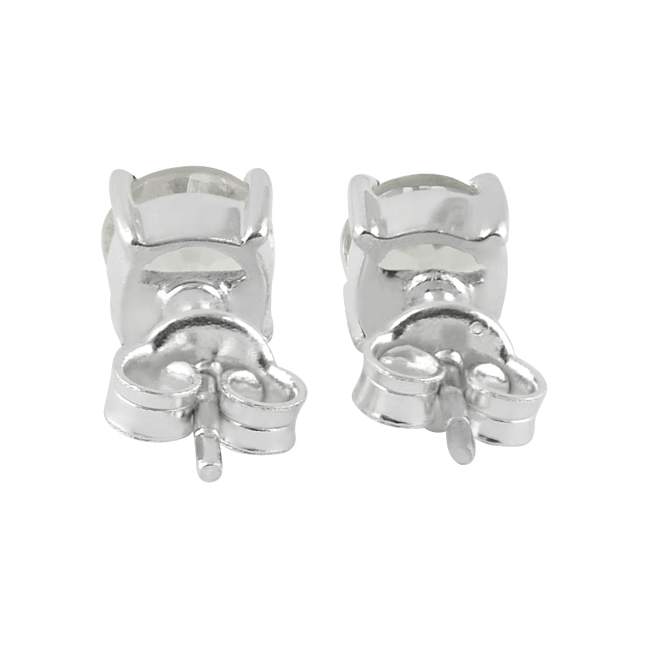 Starborn Danburite Crystal Faceted Round Post Style Earrings in Sterling Silver