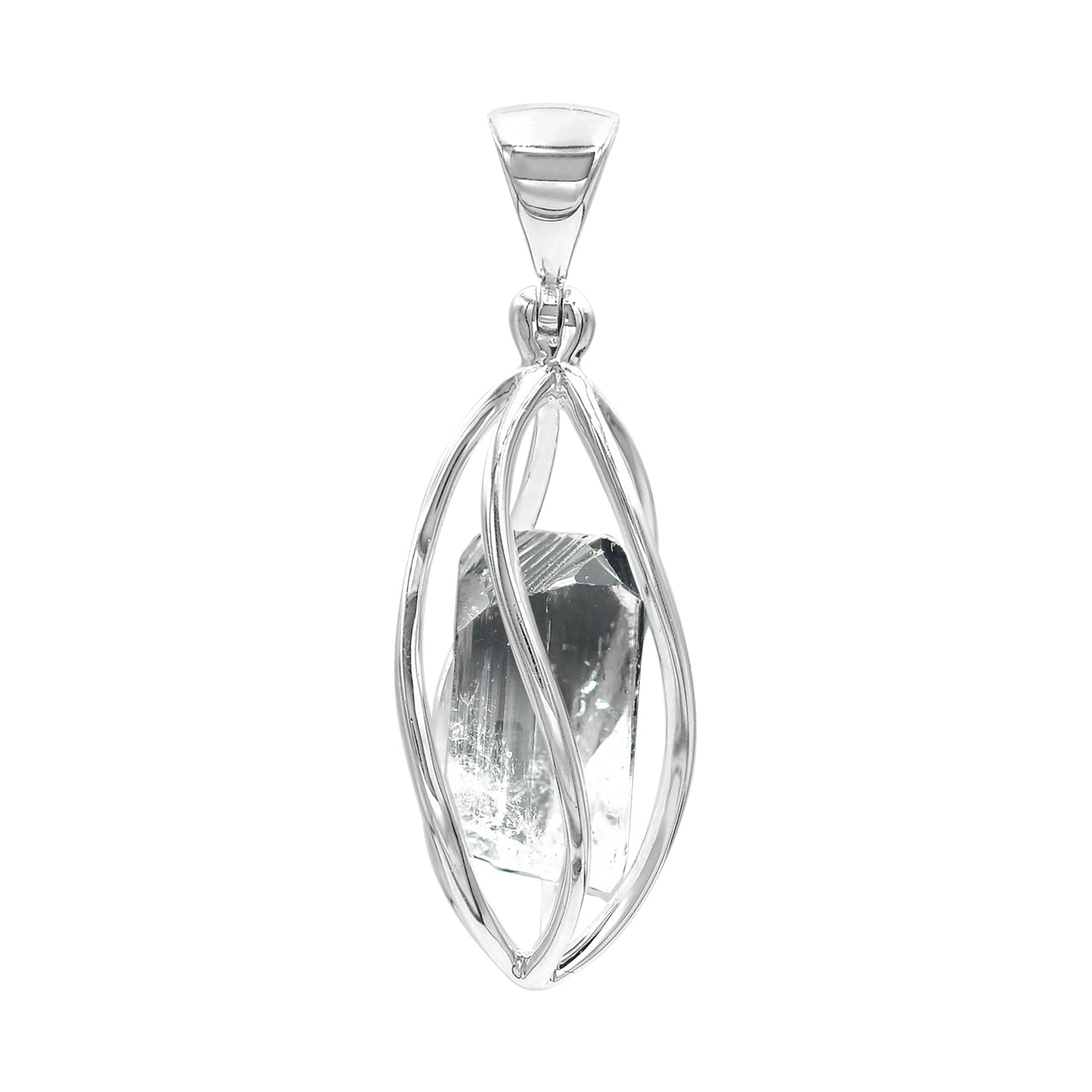 Colgante de cristal de danburita estilo jaula de plata de ley Starborn