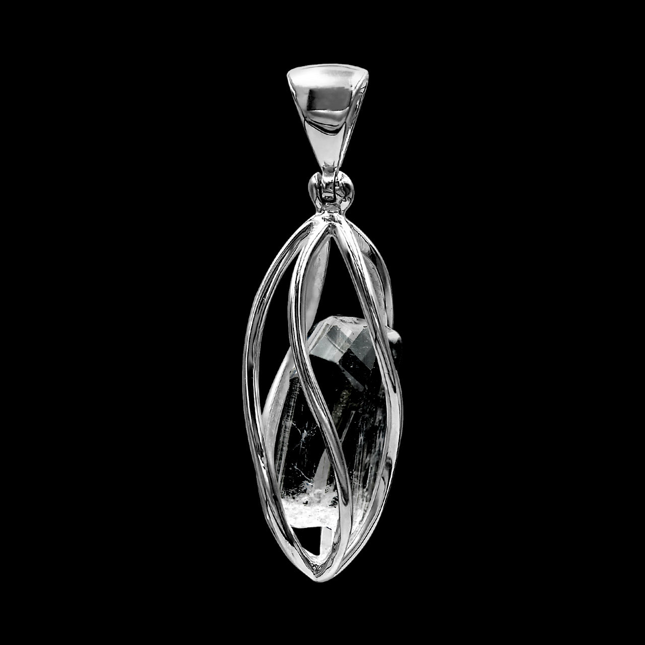 Colgante de cristal de danburita estilo jaula de plata de ley Starborn