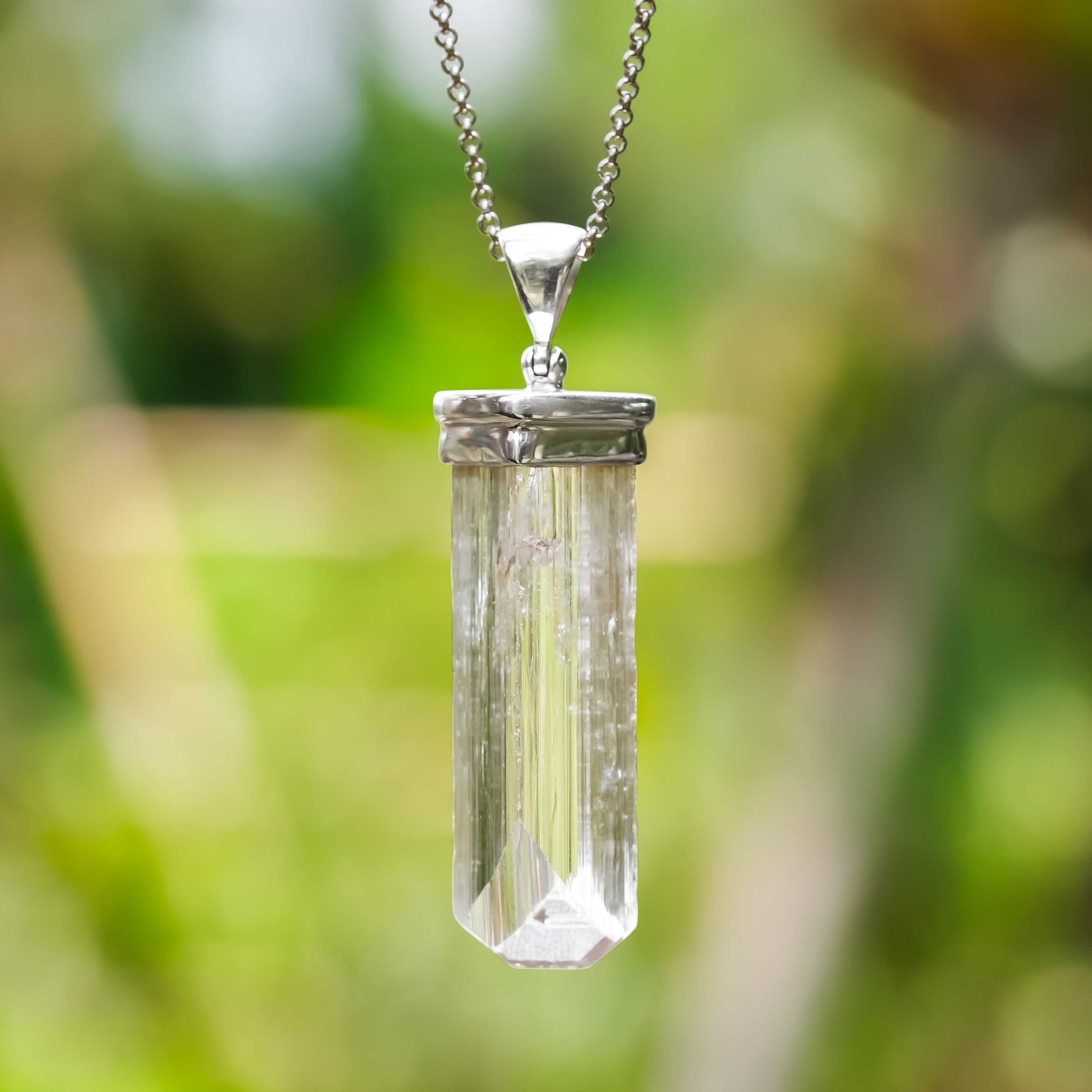 Starborn Danburite Crystal Cap Set Pendant in Sterling Silver