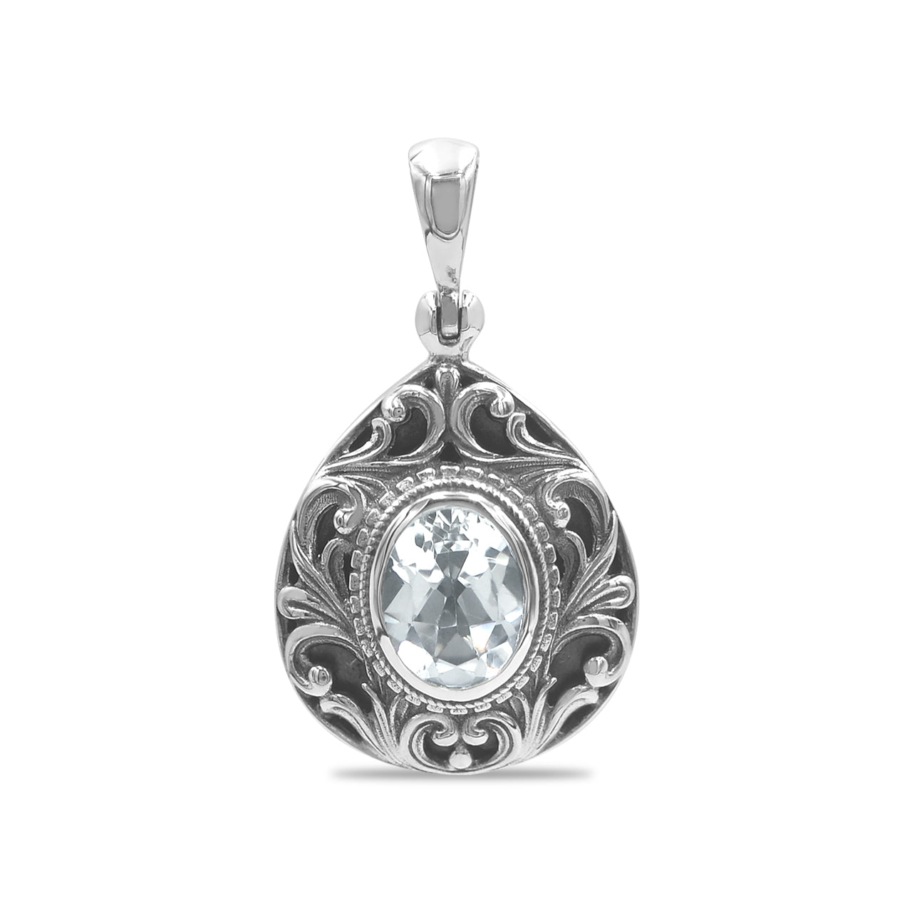 Starborn Faceted Elegant Scroll Danburite Pendant in Sterling Silver