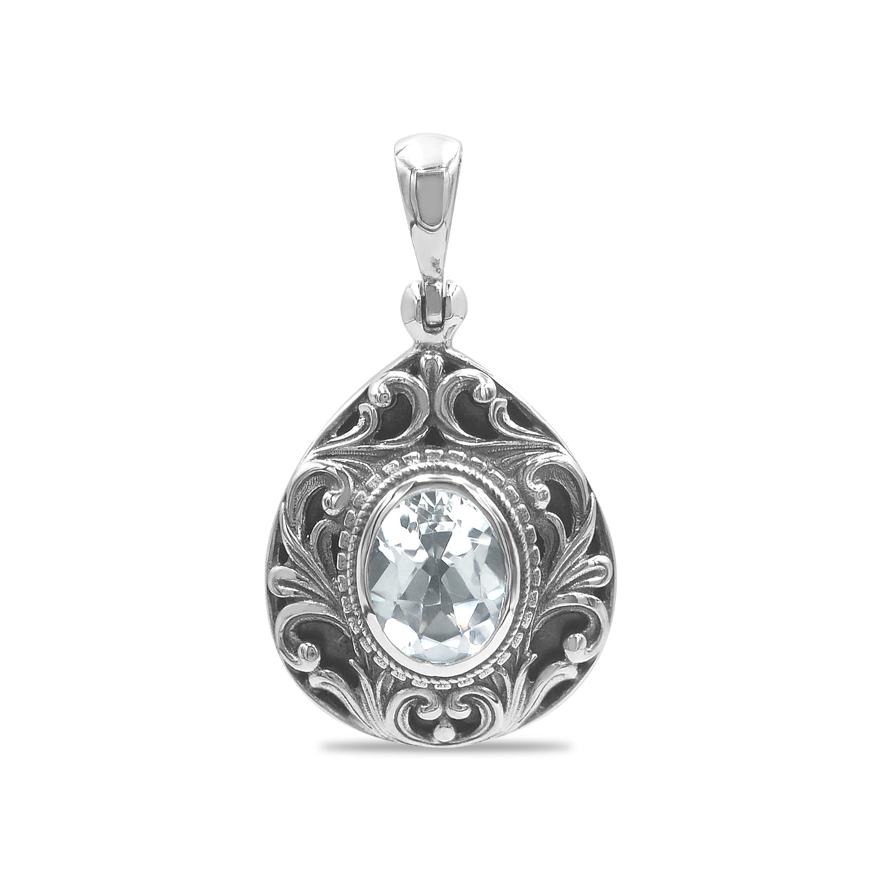 Starborn Faceted Elegant Scroll Danburite Pendant in Sterling Silver