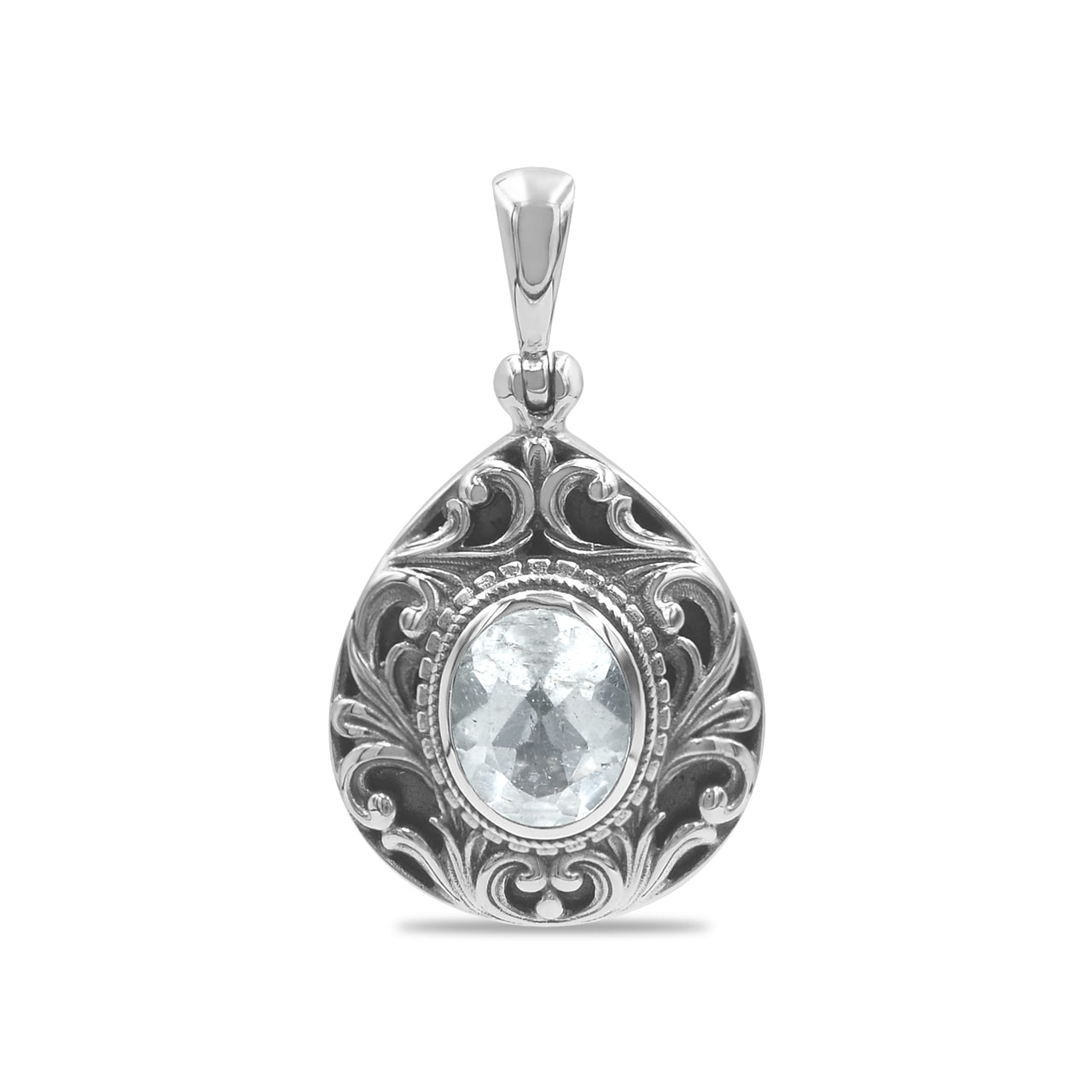 Starborn Faceted Elegant Scroll Danburite Pendant in Sterling Silver