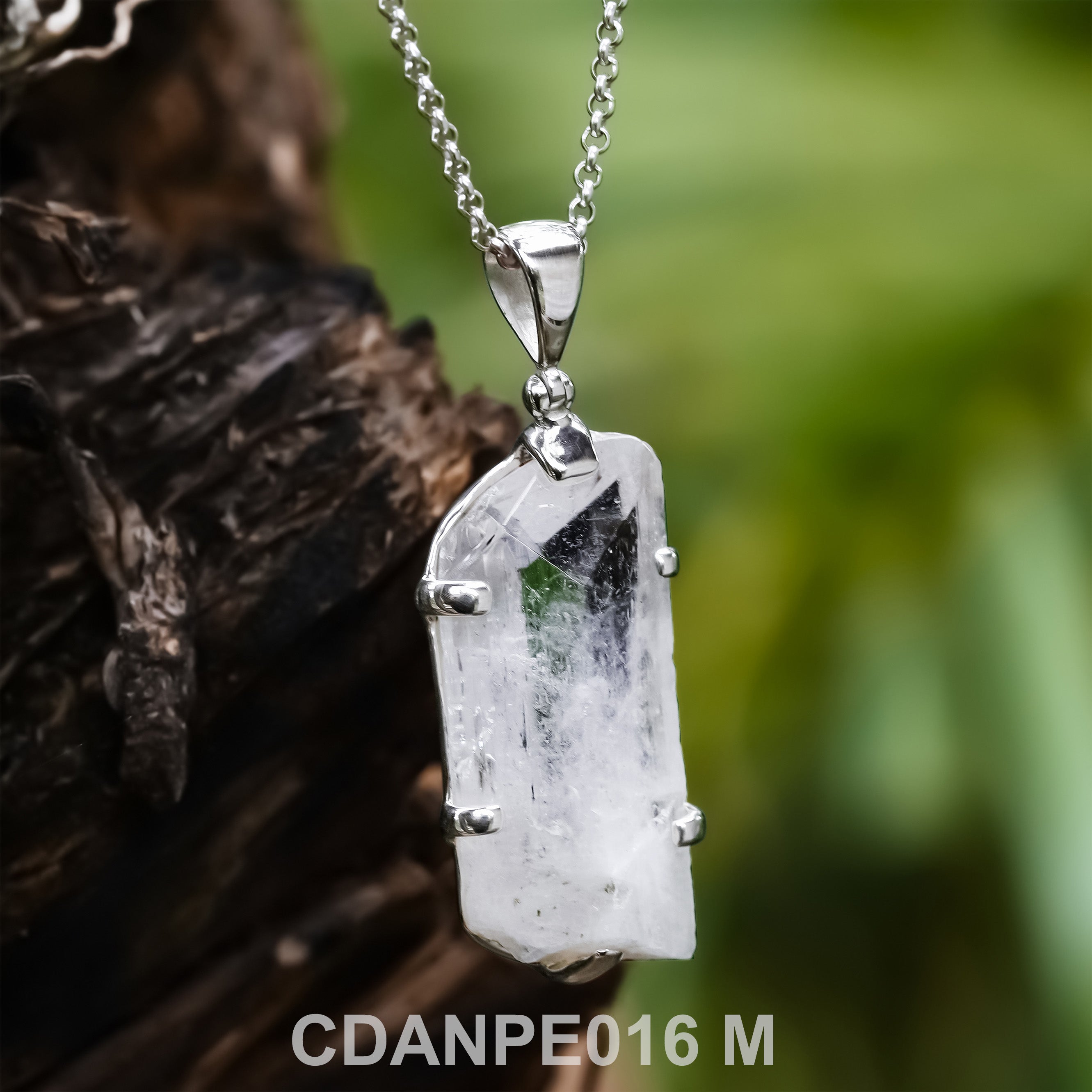 Starborn Danburite Crystal Pendant in Fine Sterling Silver