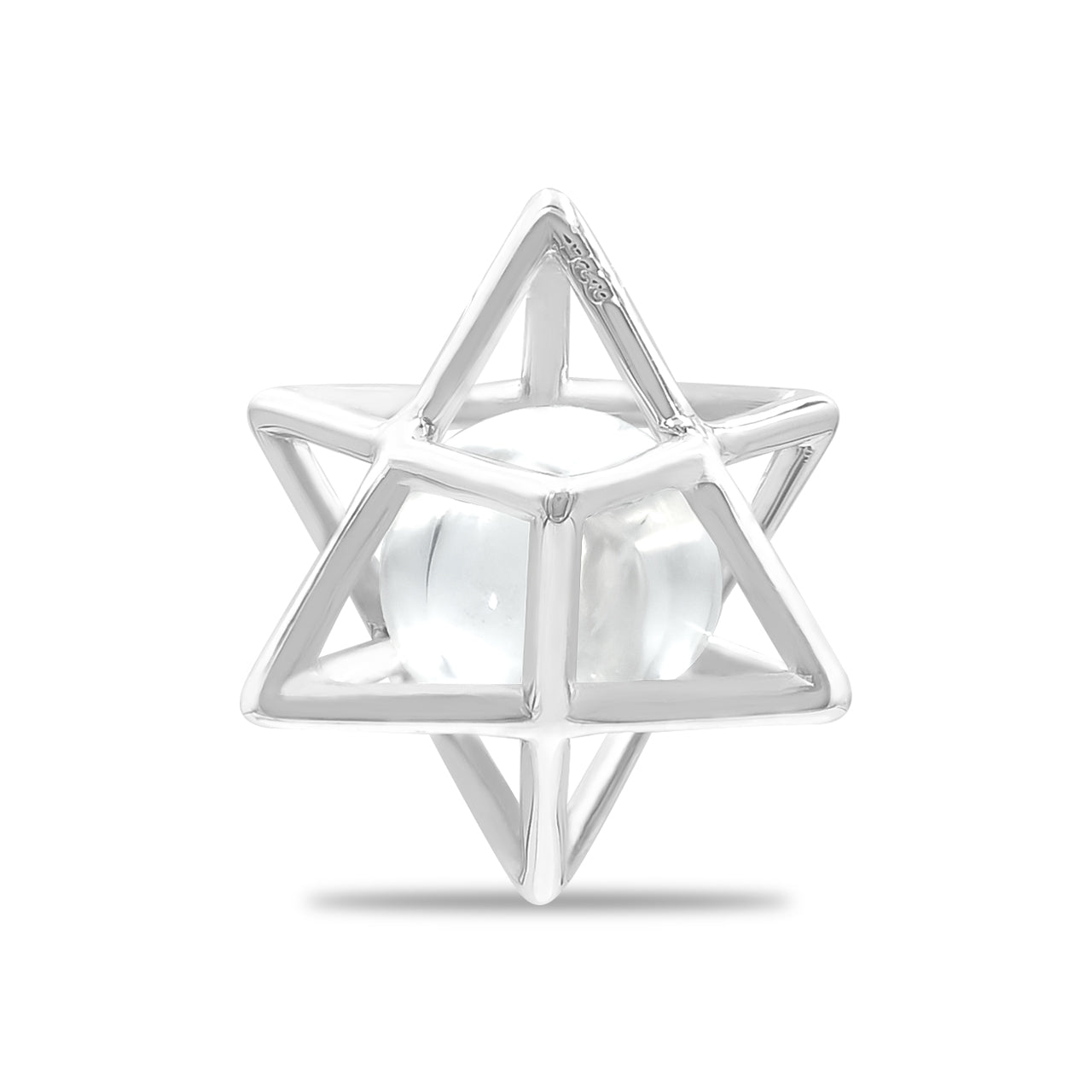 Starborn Merkabah Cage Gemstone Sphere with Sterling Silver Pendant and Chain