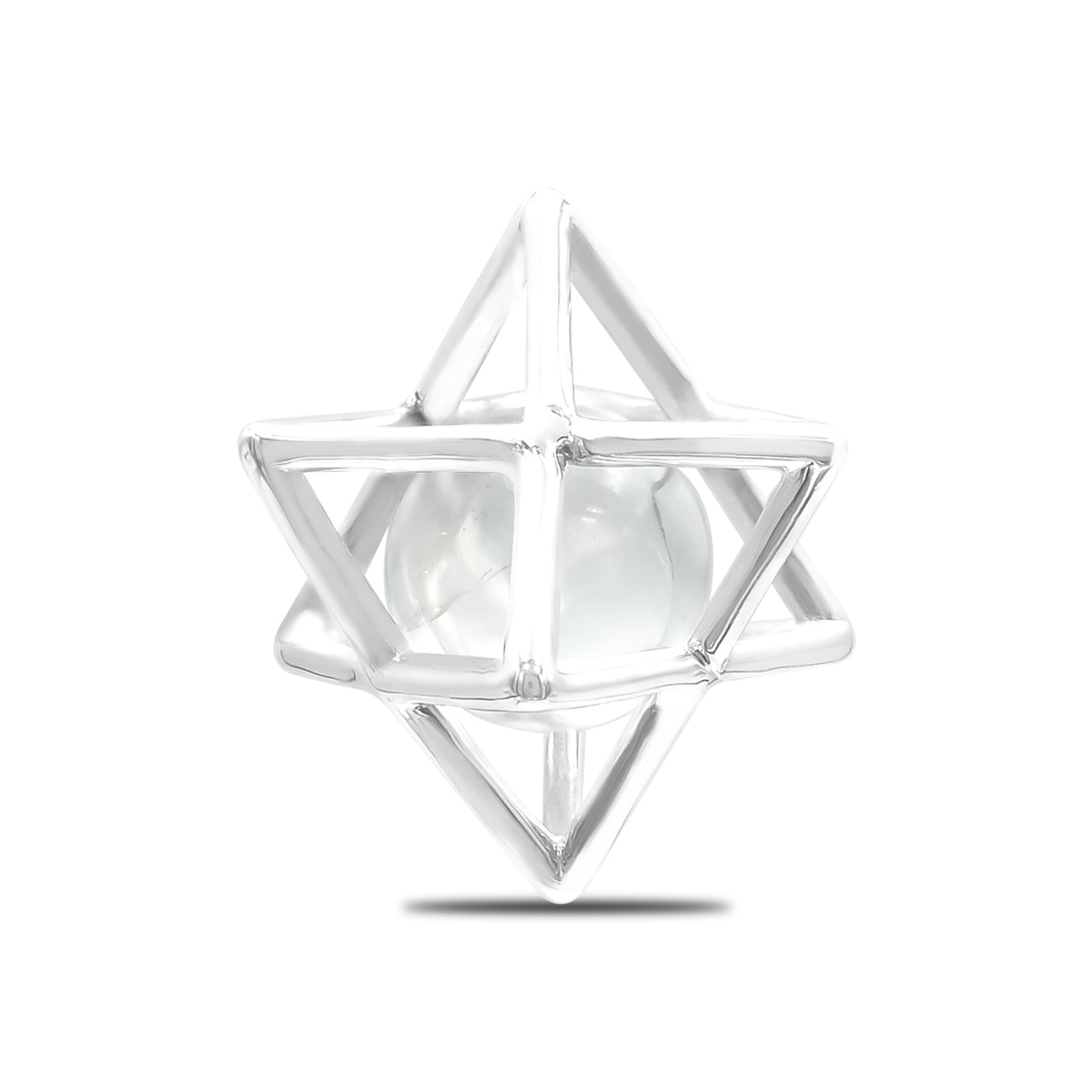 Starborn Merkabah Cage Gemstone Sphere with Sterling Silver Pendant and Chain