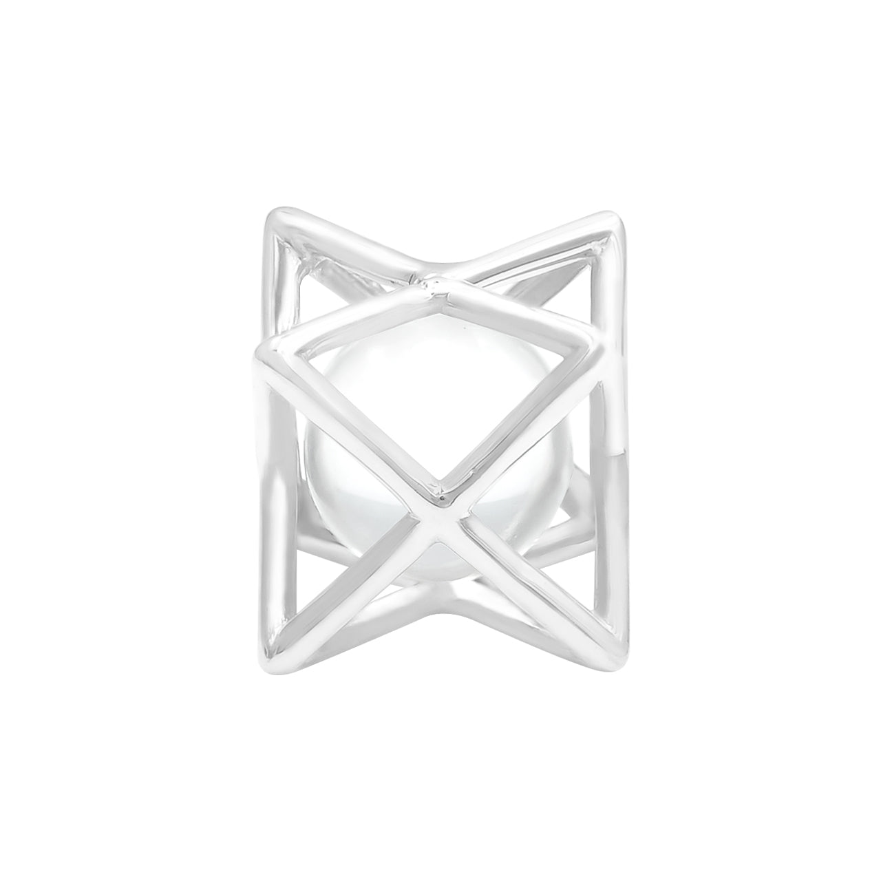 Starborn Merkabah Cage Gemstone Sphere with Sterling Silver Pendant and Chain