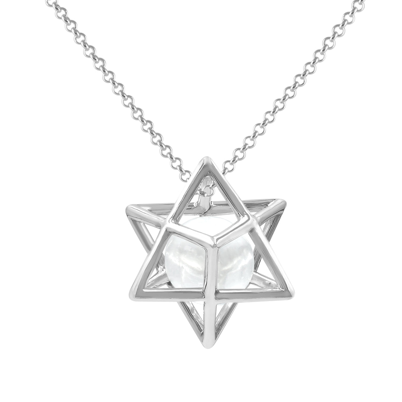 Colgante y cadena Merkaba Danburita Esfera Starborn en plata de ley