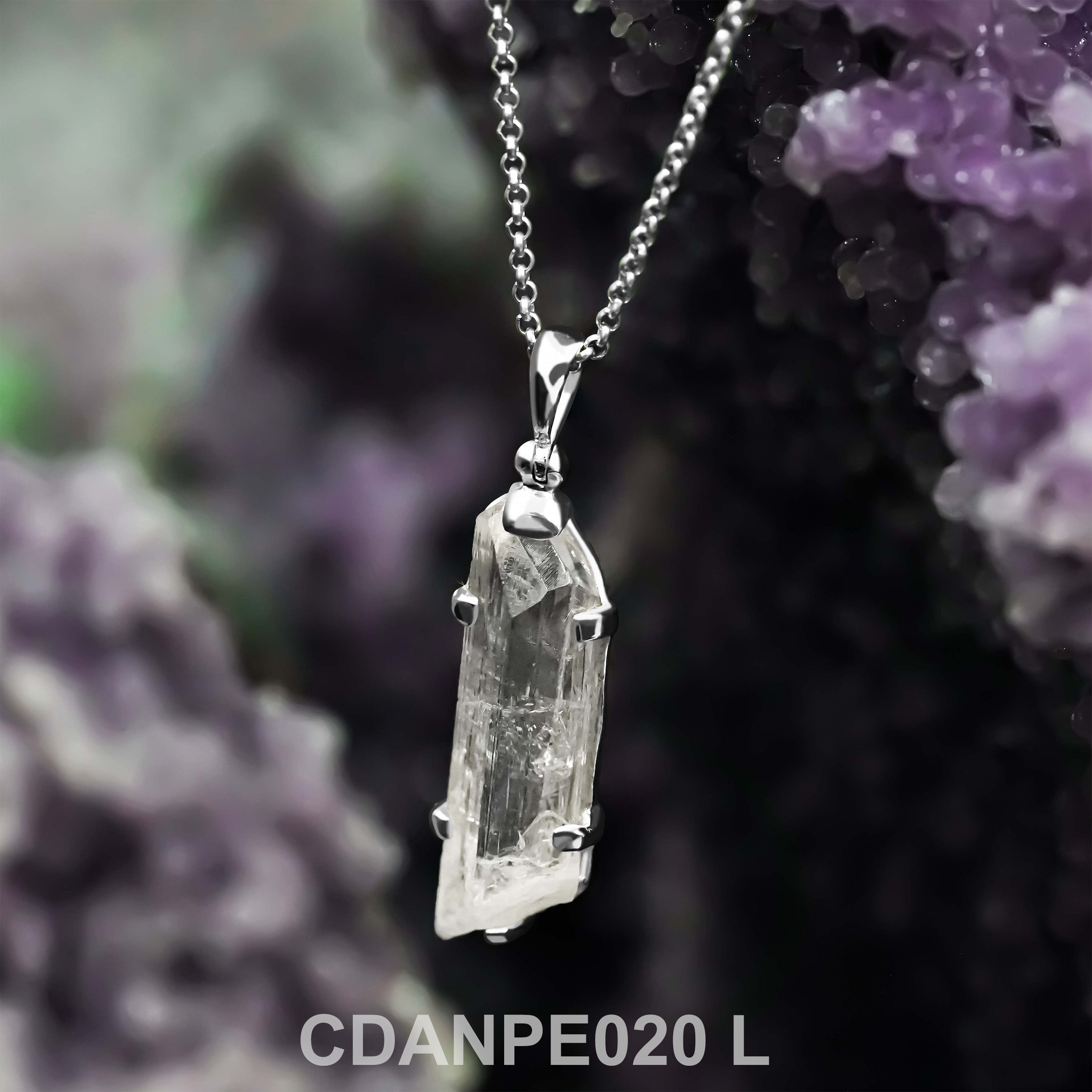 Starborn Danburite Crystal Pendant in Fine Sterling Silver