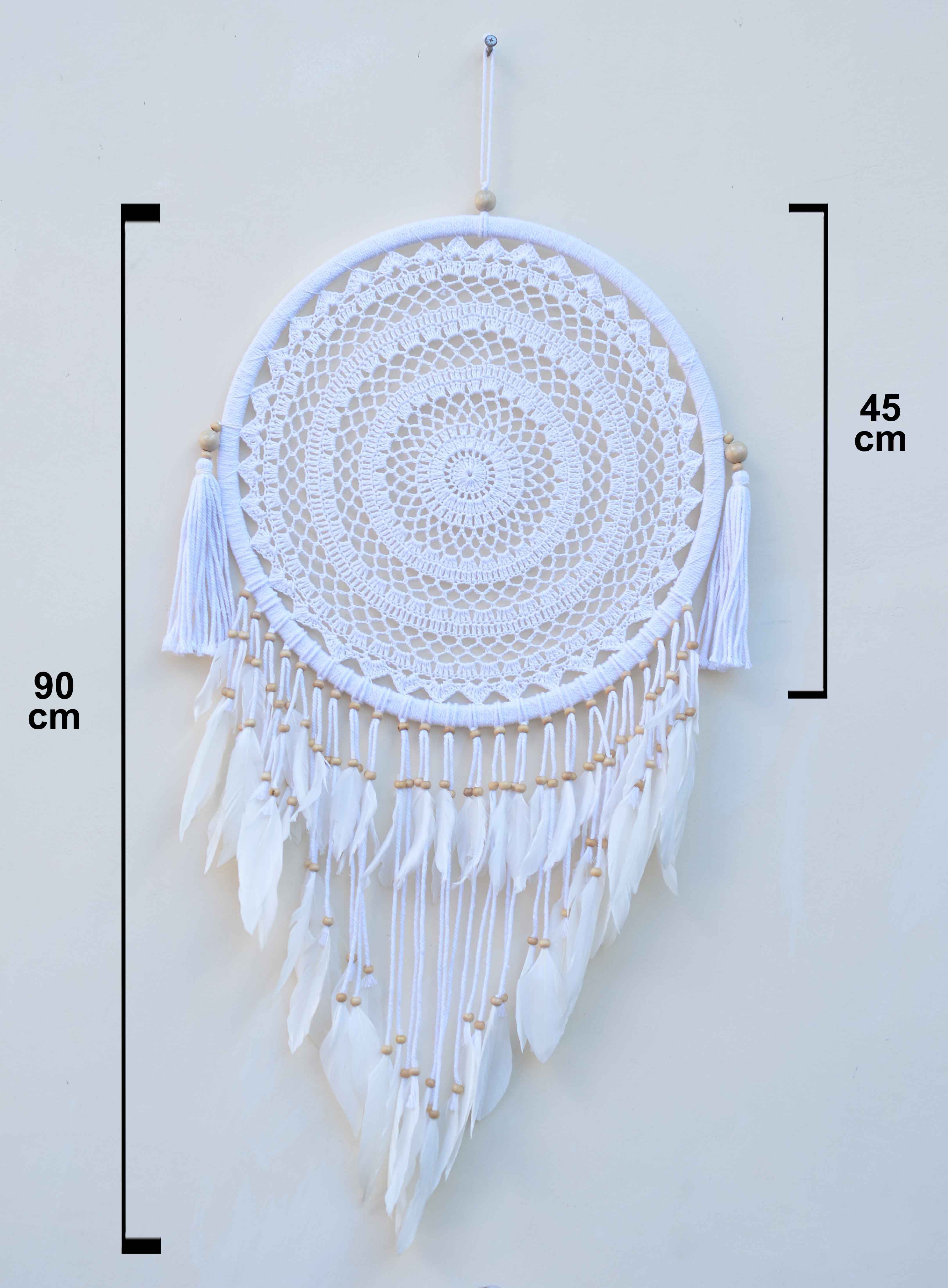 Atrapasueños de macramé mandala blanco Starborn para colgar en la pared - 1 pieza