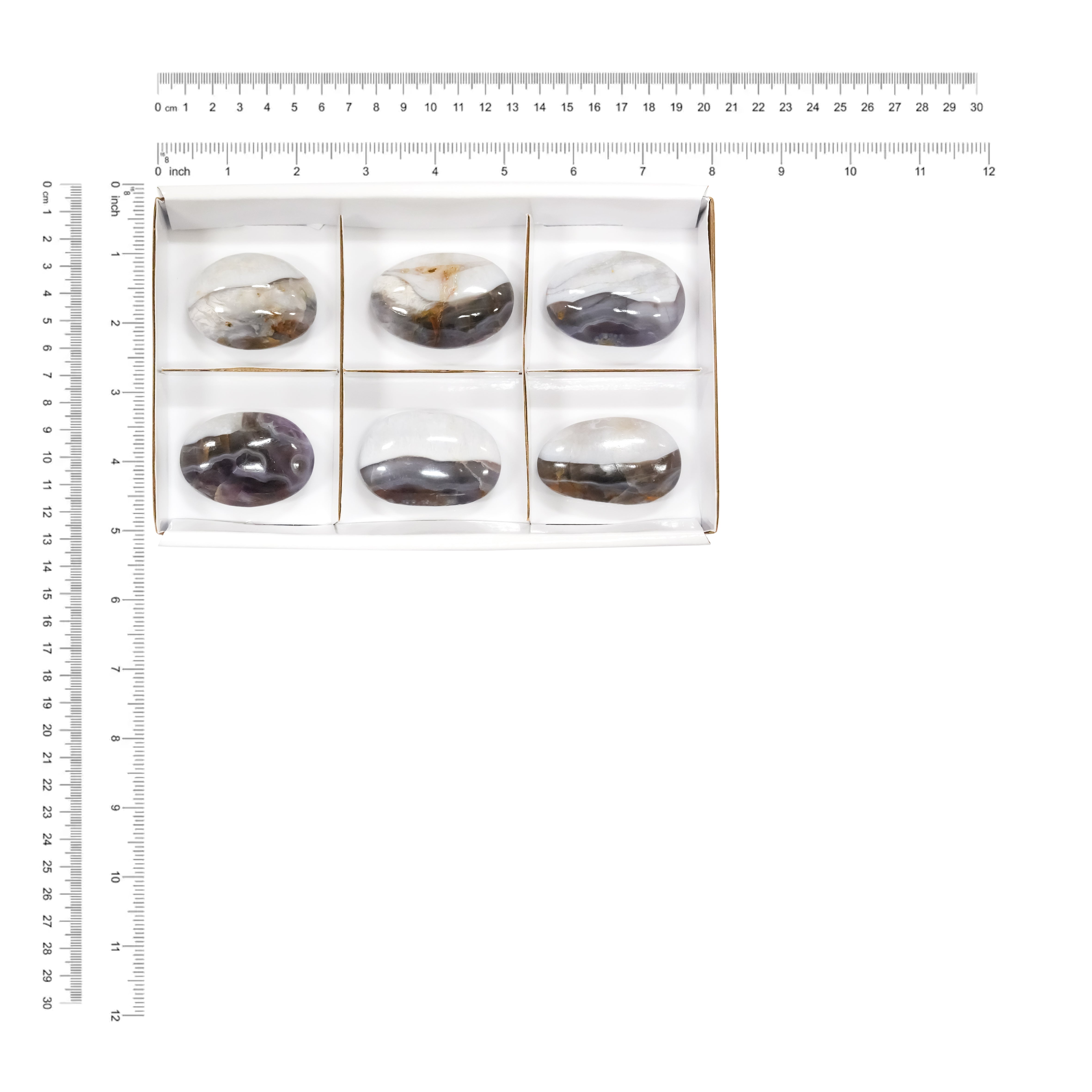 Starborn Duality Chalcedony Freeform Palm Stone 300 grams - 6 Pieces