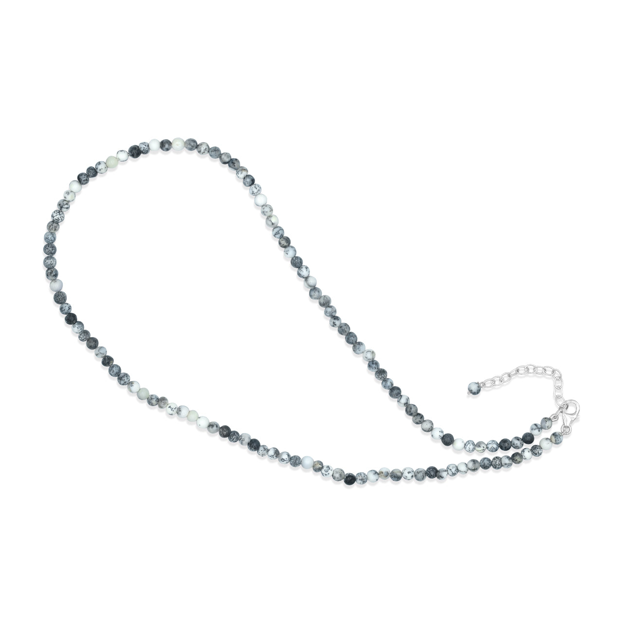 Starborn Dendritic Opal Adjustable Round 4mm Bead Chain Necklace