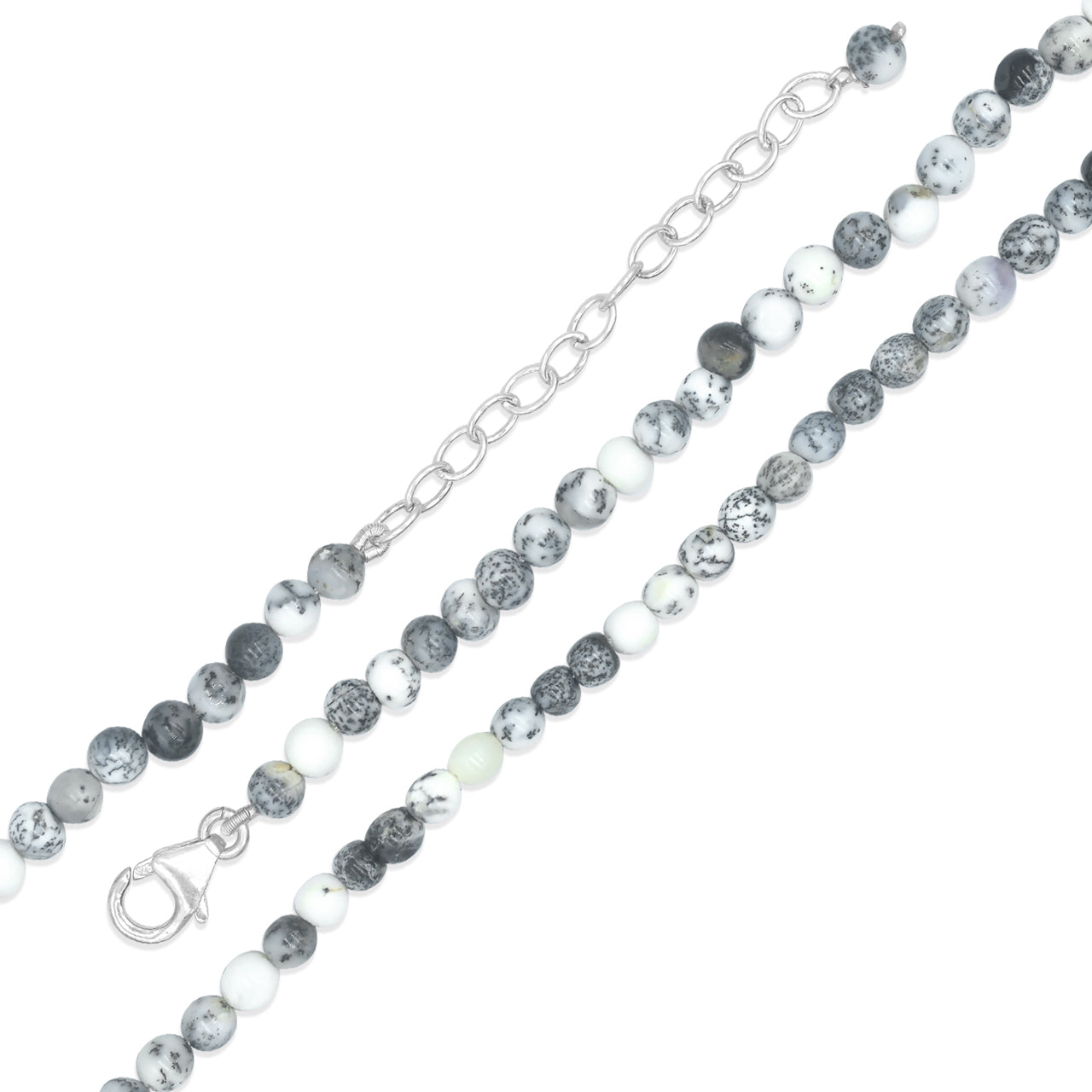 Starborn Dendritic Opal Adjustable Round 4mm Bead Chain Necklace