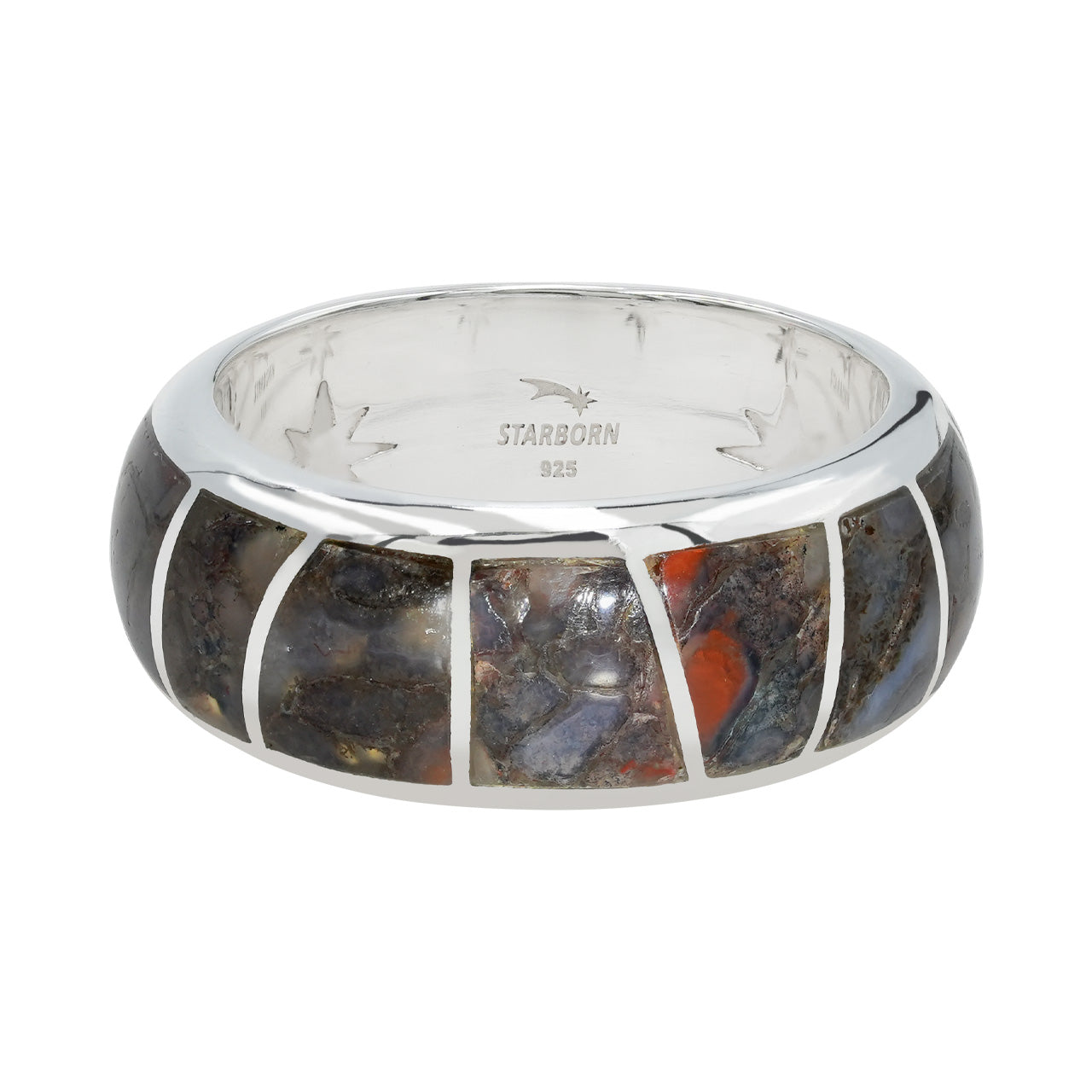 Starborn Fossil Dinosaur Bone Channel Ring in Sterling Silver