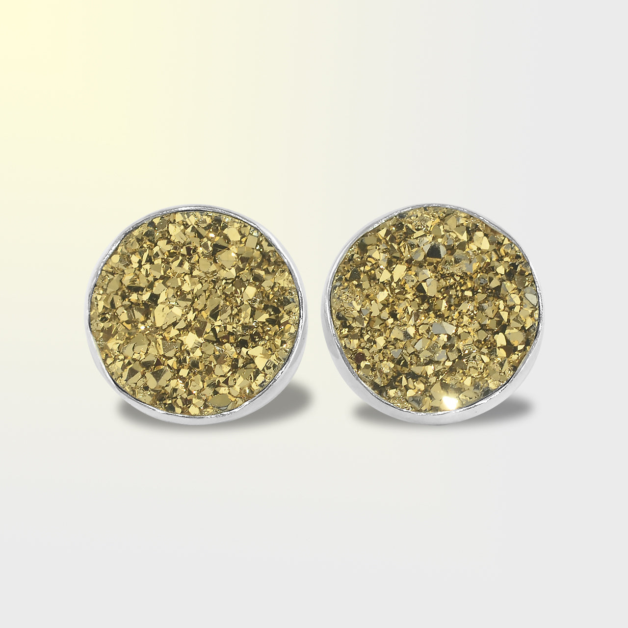 Starborn Gold Quartz Drusy Earrings in Sterling Silver