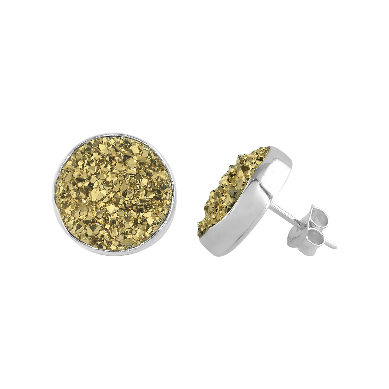 Starborn Goldquarz Drusy Ohrringe in Sterling Silber