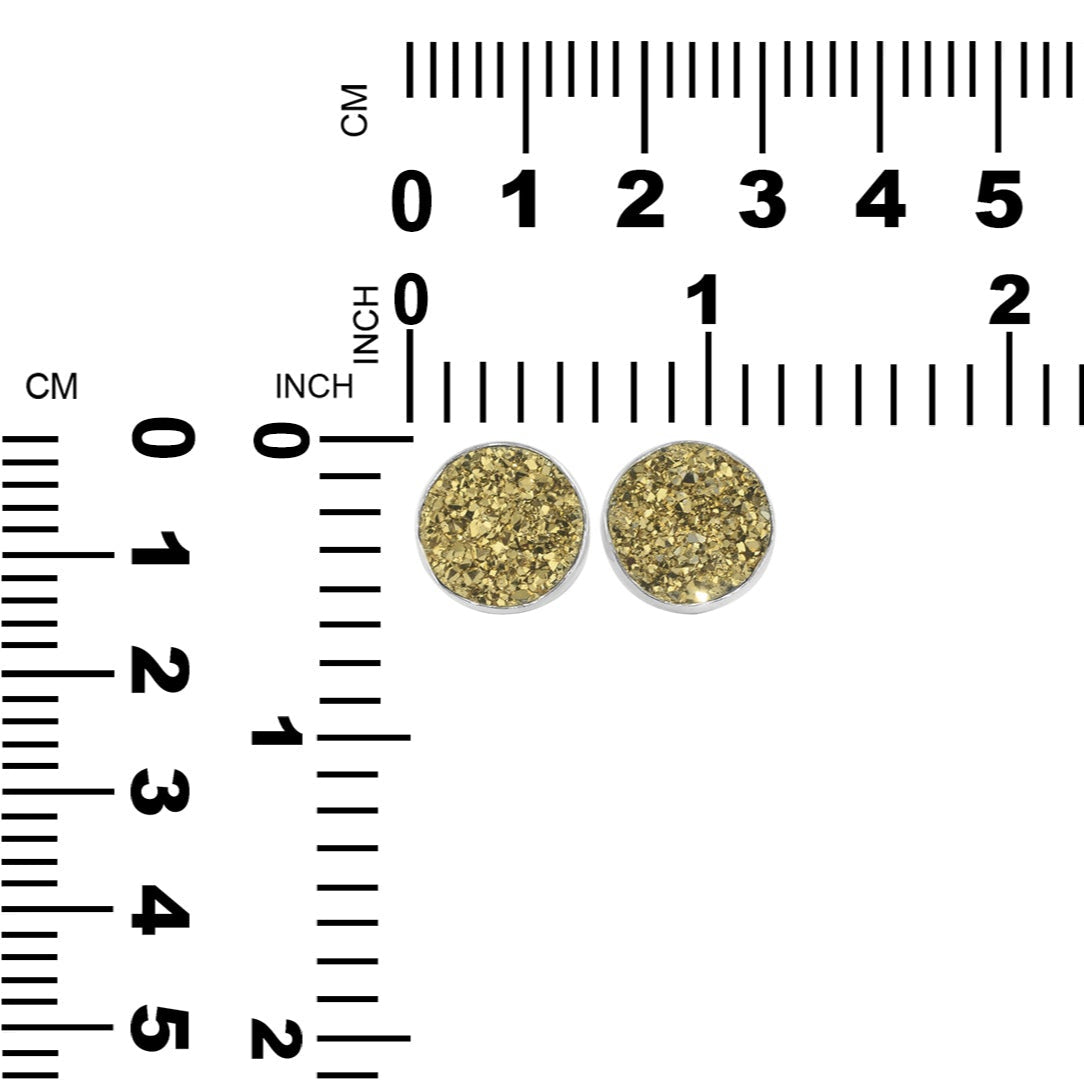 Starborn Gold Quartz Drusy Earrings in Sterling Silver