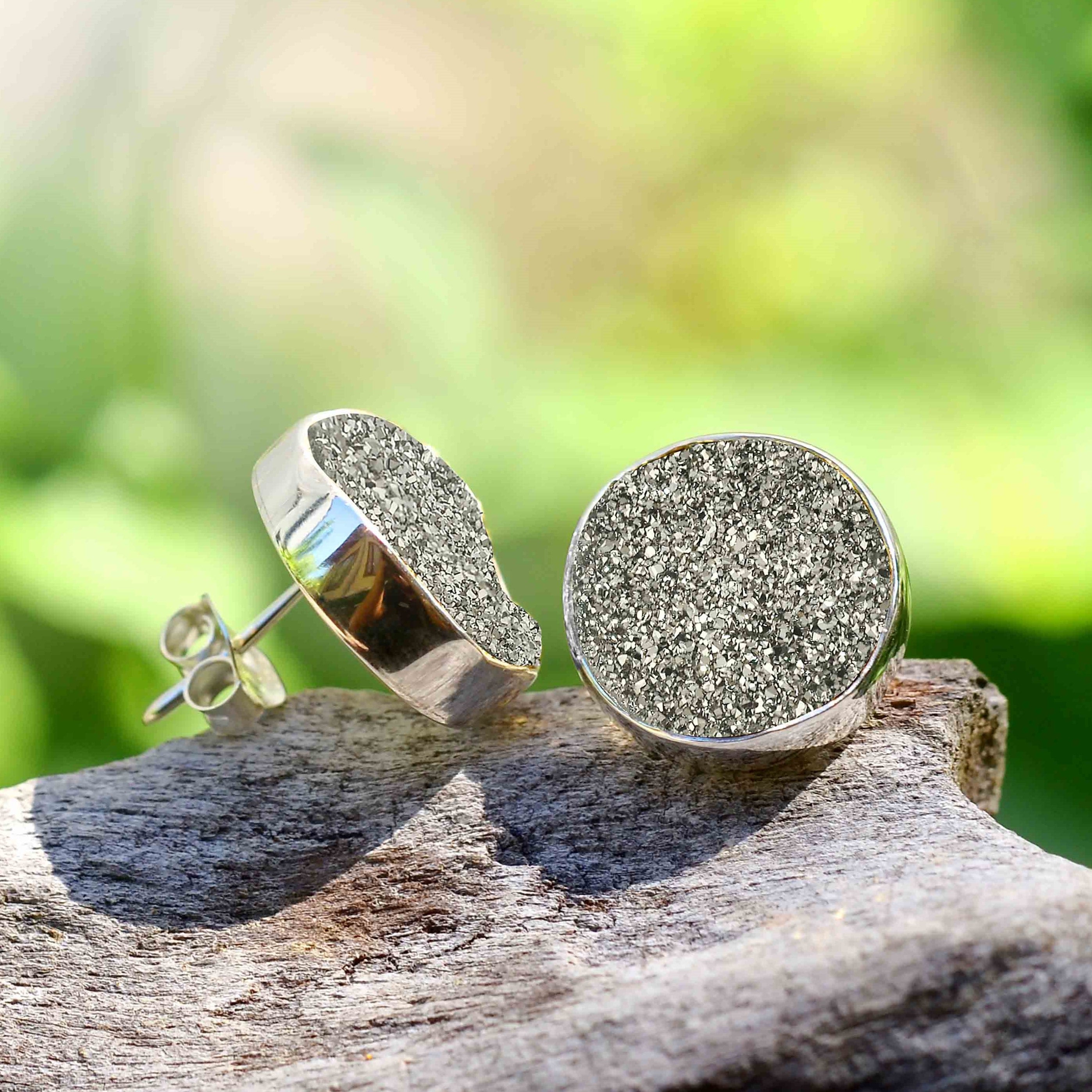 Starborn Silberquarz Drusy Ohrringe in Sterling Silber