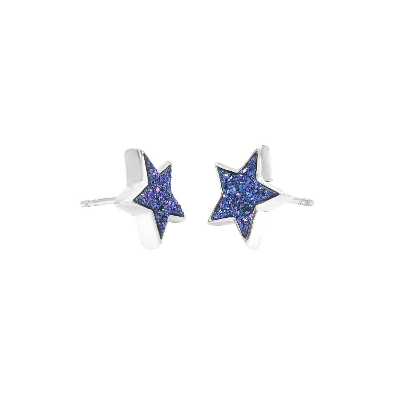 Starborn Drusy Star Post Earrings in Sterling Silver