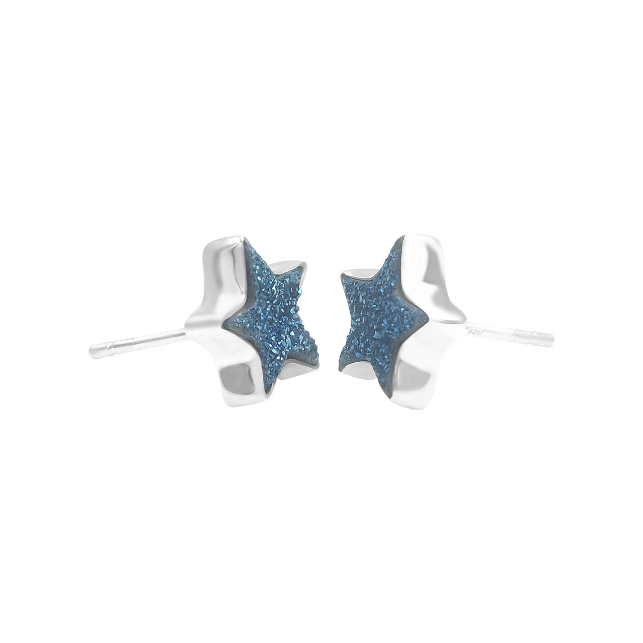 Starborn Drusy Star Post Earrings in Sterling Silver