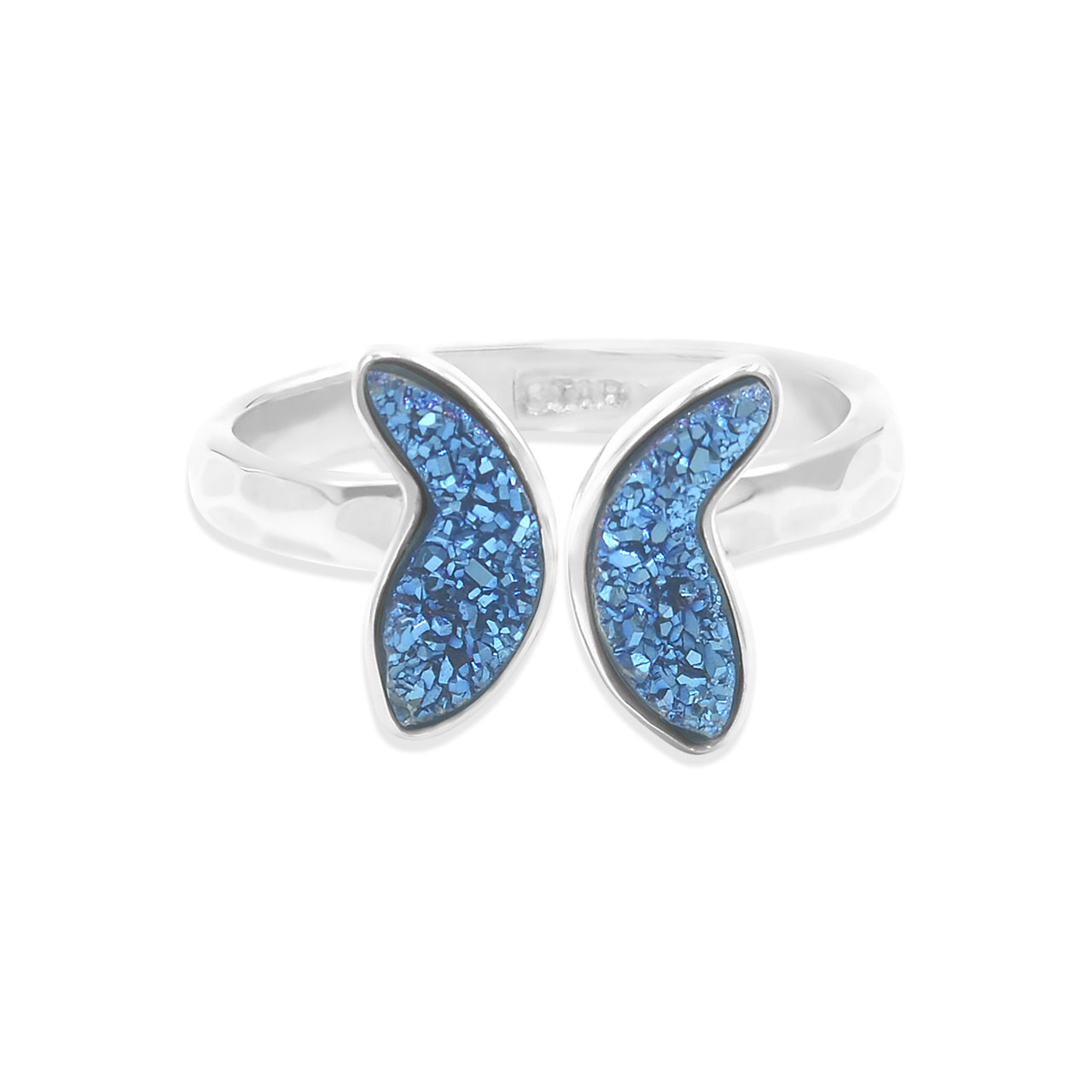 Starborn Blue Drusy Butterfly Ring in Sterling Silver