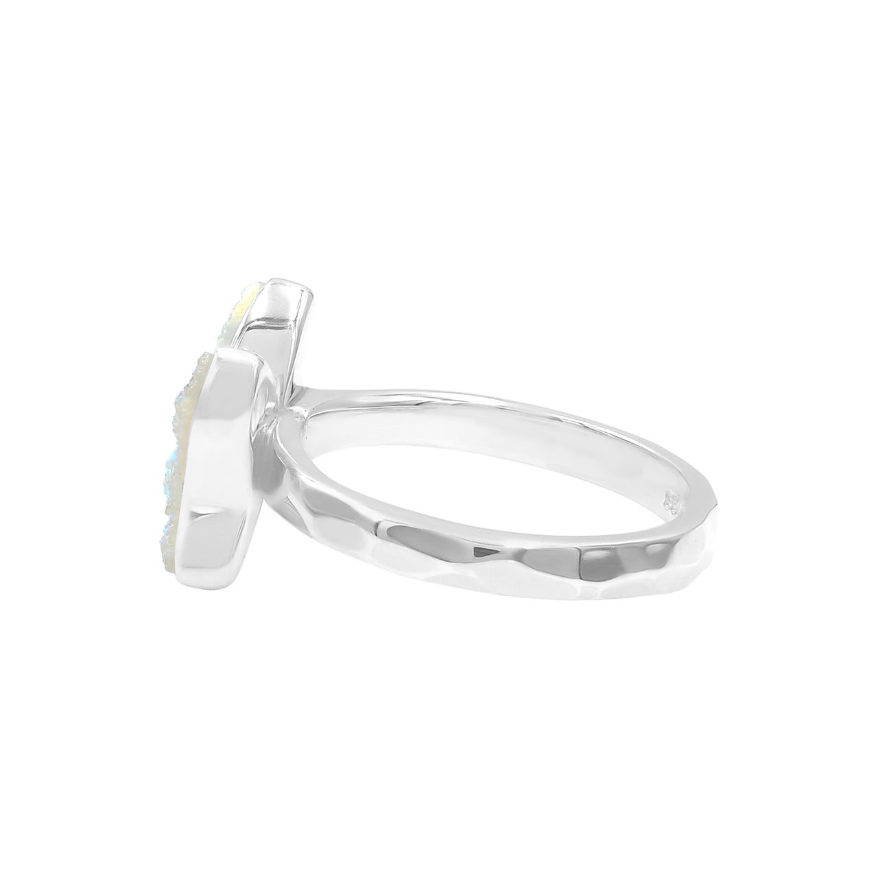 Starborn White Drusy Butterfly Ring in Sterling Silver