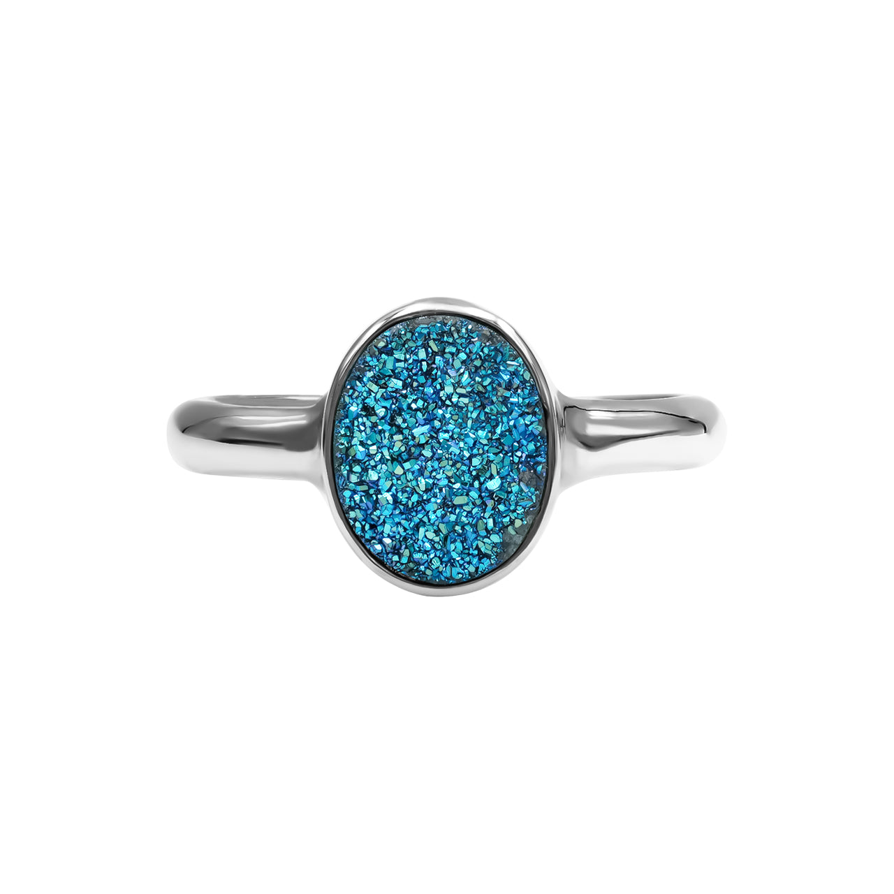 Anillo ovalado con drusa de cuarzo Starborn Cassiopeia Seas en plata de ley