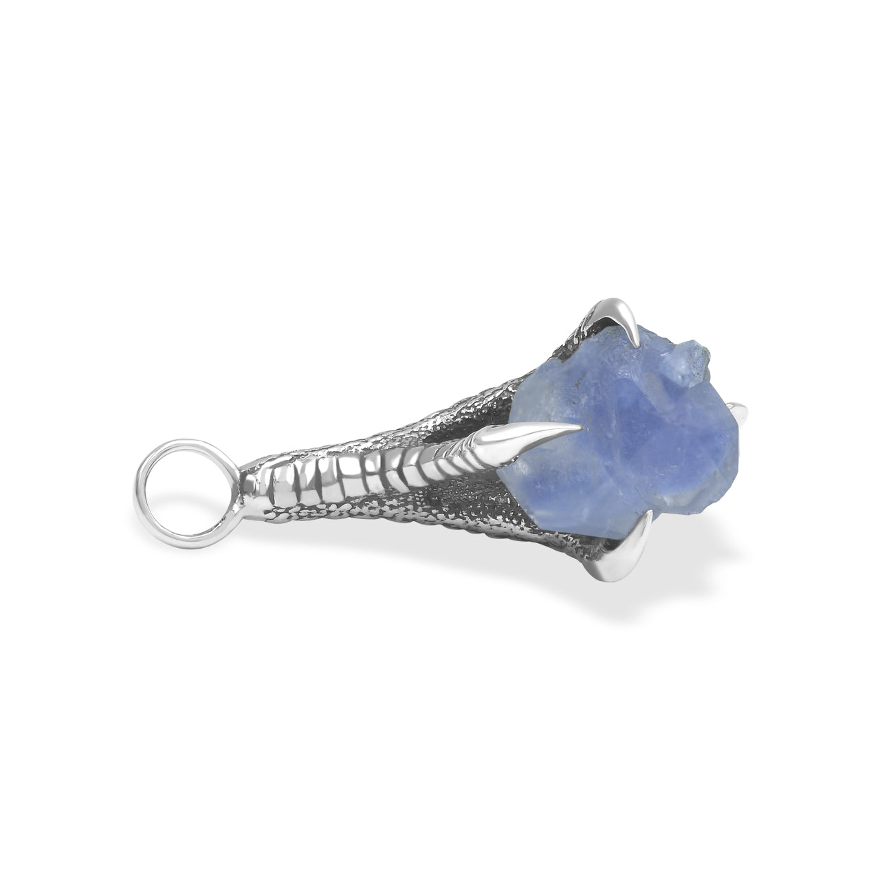 Starborn Blue Dumortierite in Quartz Crystal Eagle Claw Pendant in Sterling Silver