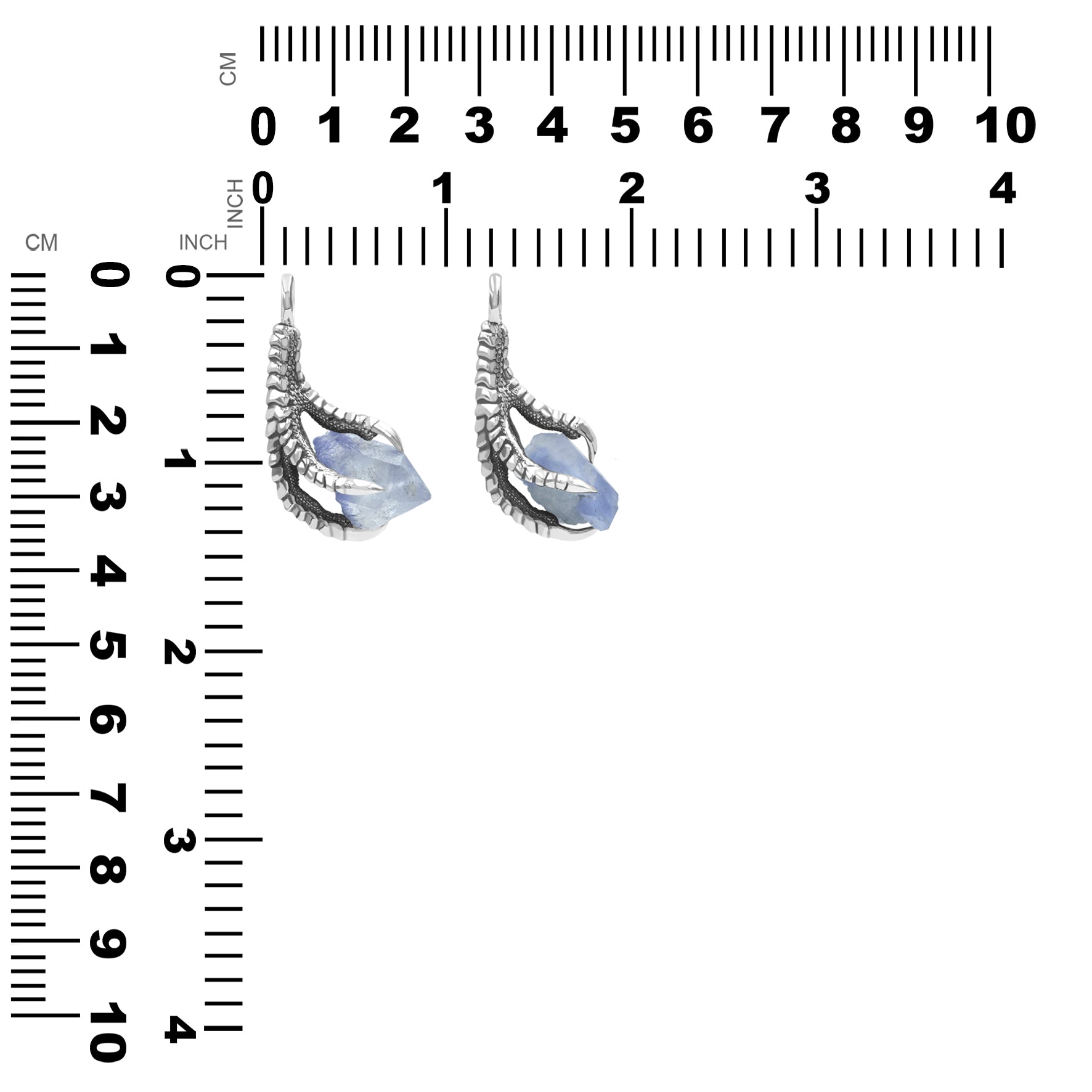 Starborn Blue Dumortierite in Quartz Crystal Eagle Claw Pendant in Sterling Silver