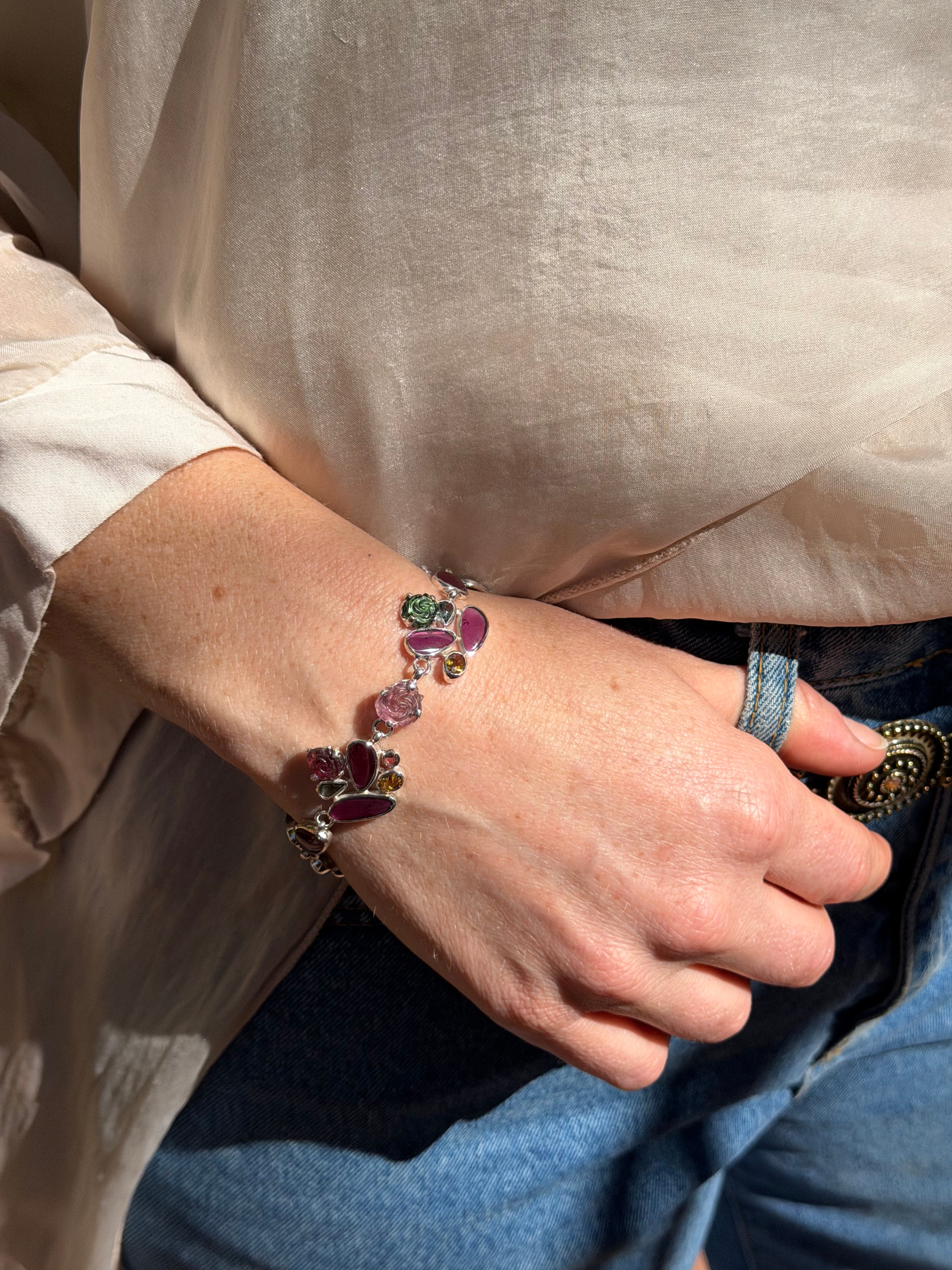 Starborn Rhodolite Garnet & Tourmaline Matching Set in 925 Sterling Silver