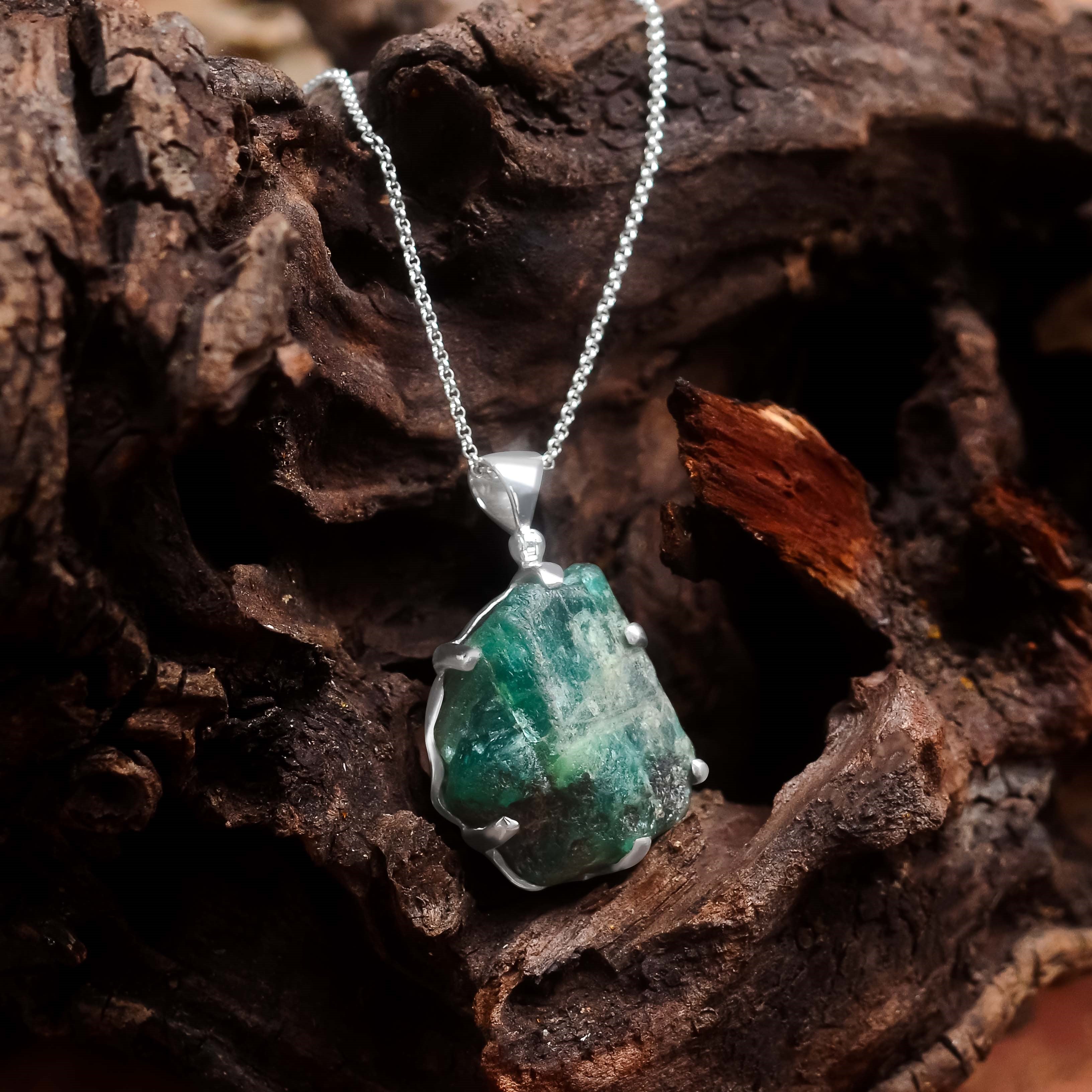 Colgante de cristal esmeralda Starborn en plata de ley