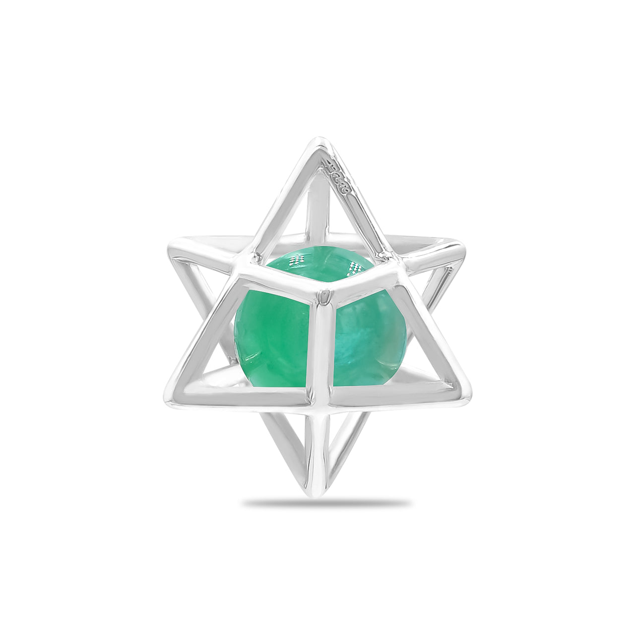 Starborn Merkabah Sterling Silver Cage Pendant and Chain with Gemstone Sphere