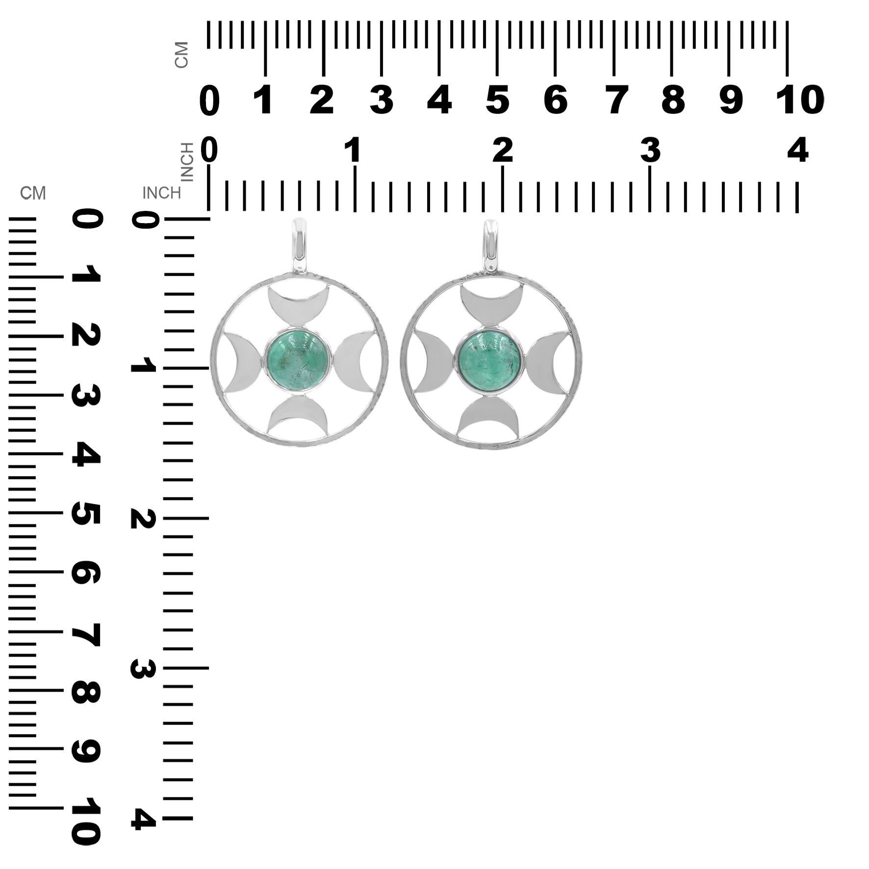 Starborn Emerald Sphere Directional Crescent Moon Pendant in Sterling Silver