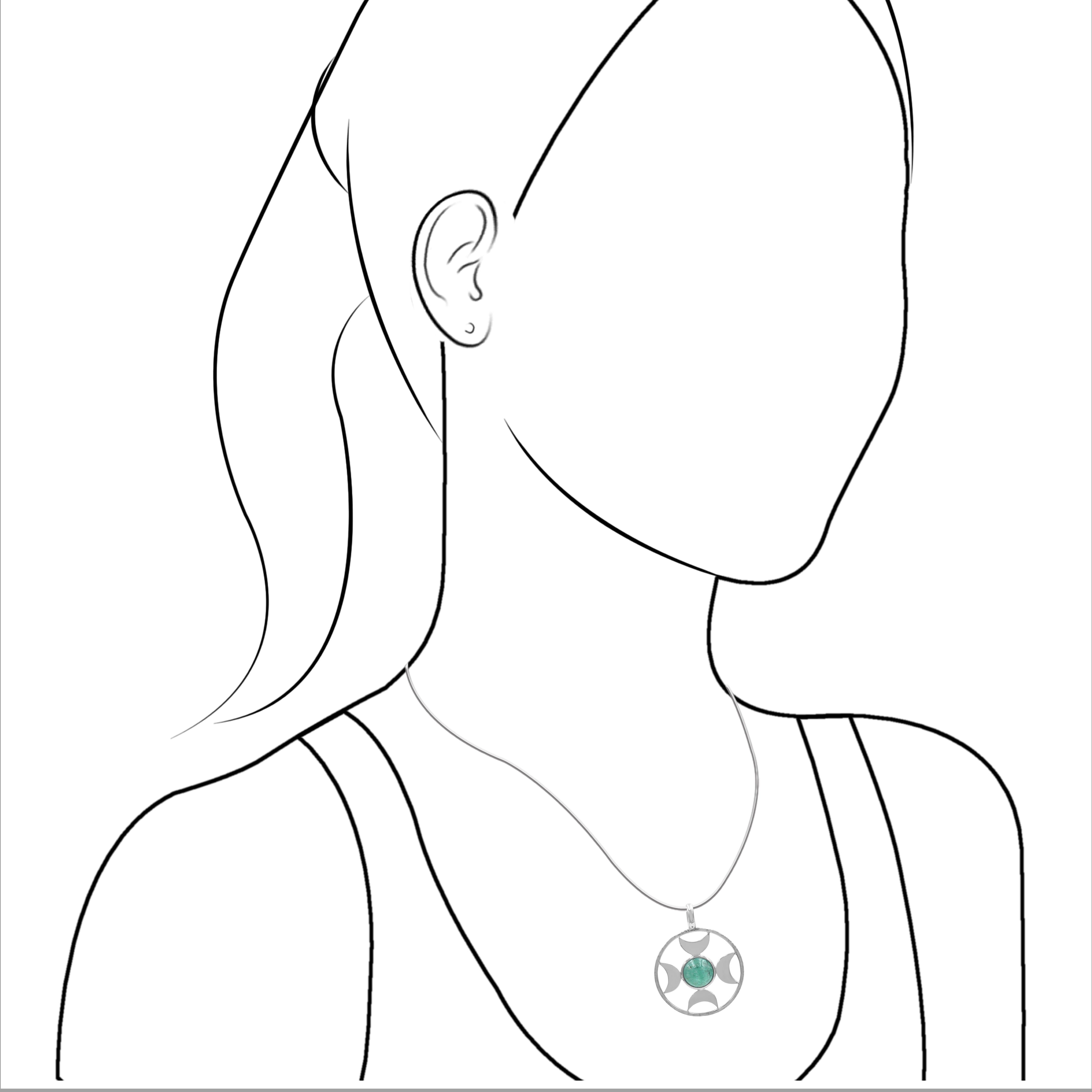 Starborn Emerald Sphere Directional Crescent Moon Pendant in Sterling Silver