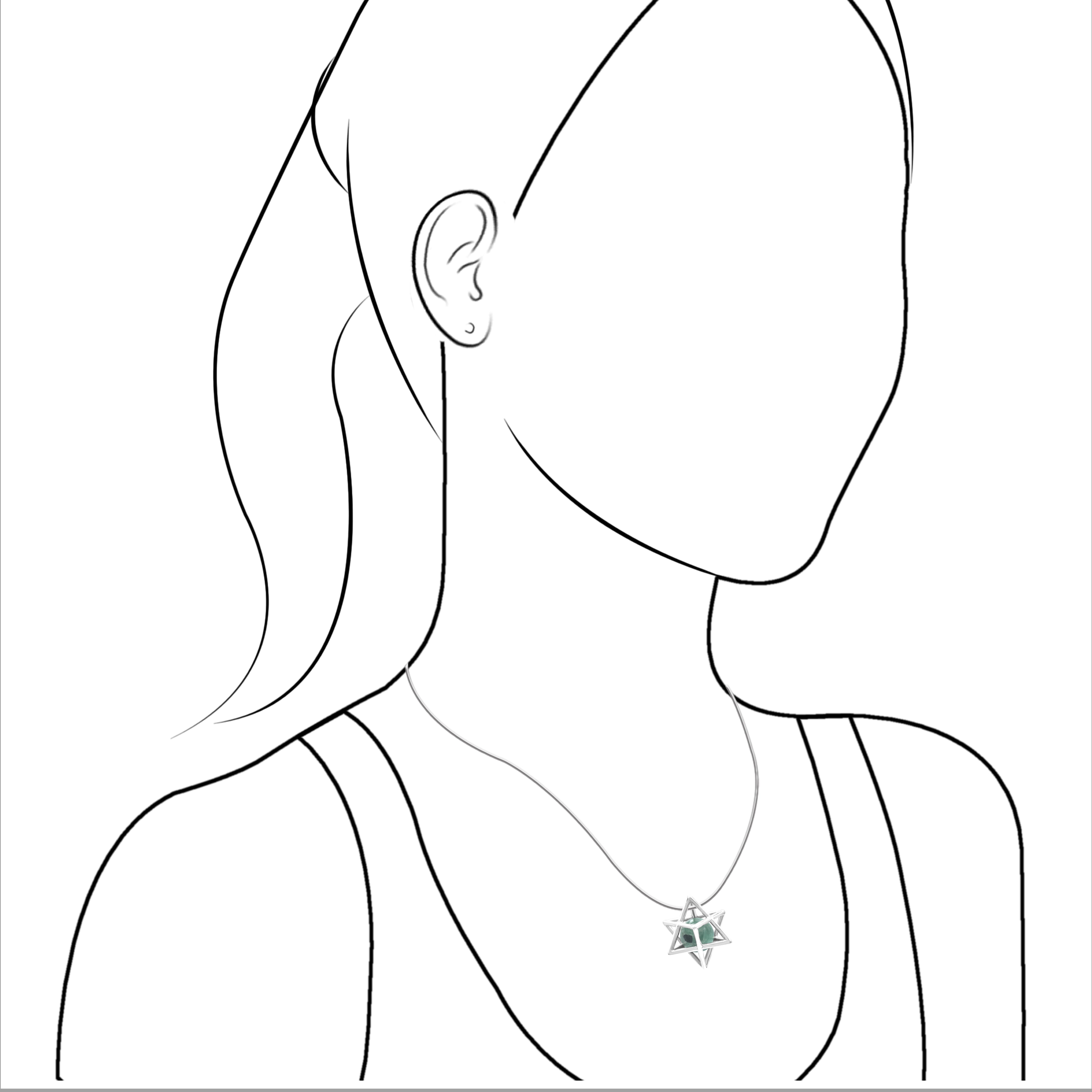 Starborn Merkabah Sterling Silver Cage Pendant and Chain with Emerald Sphere