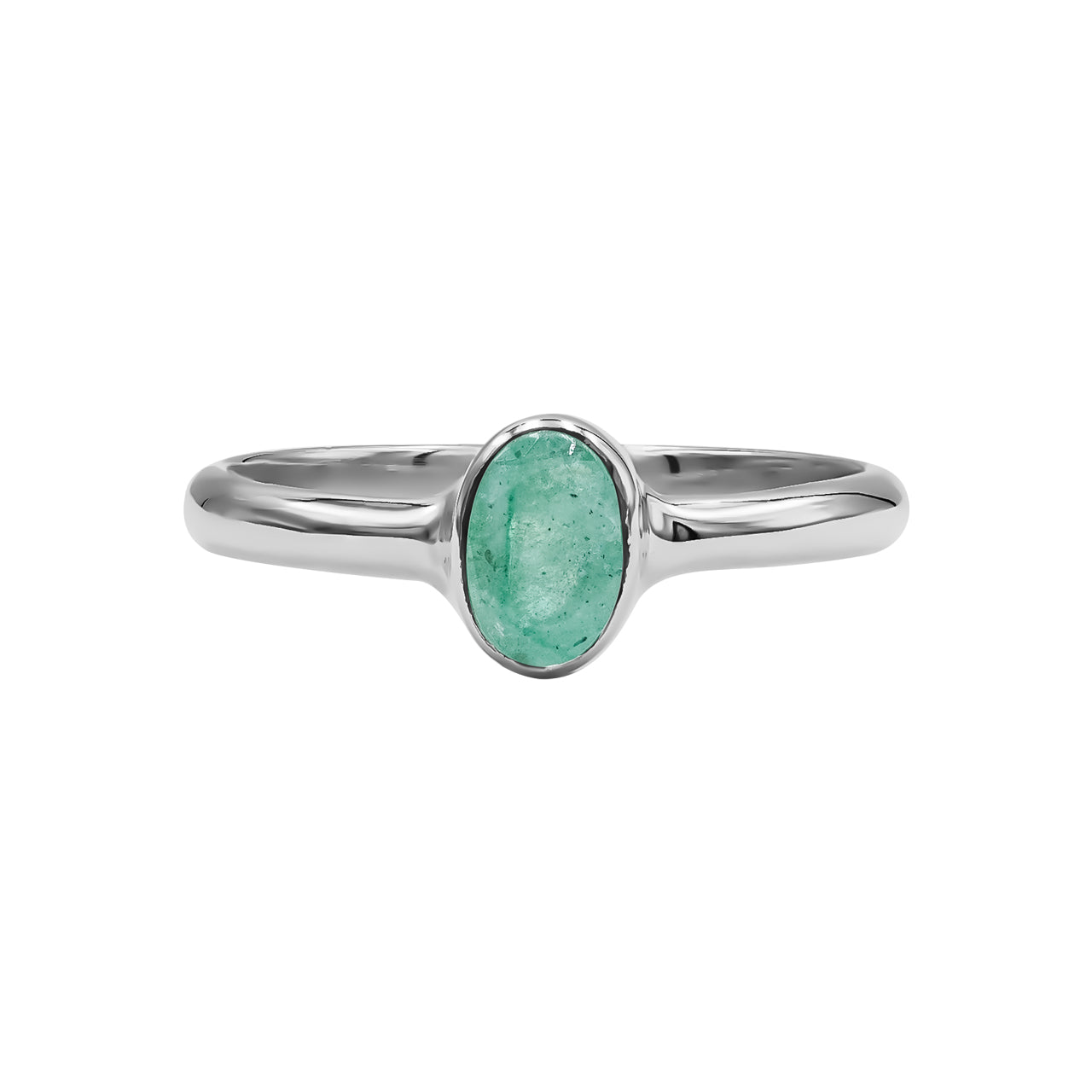 Anillo facetado ovalado con esmeralda Straborn en plata de ley fina