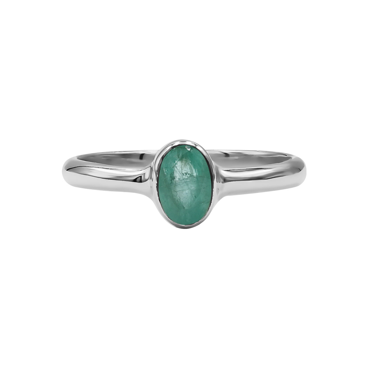 Anillo facetado ovalado con esmeralda Straborn en plata de ley fina