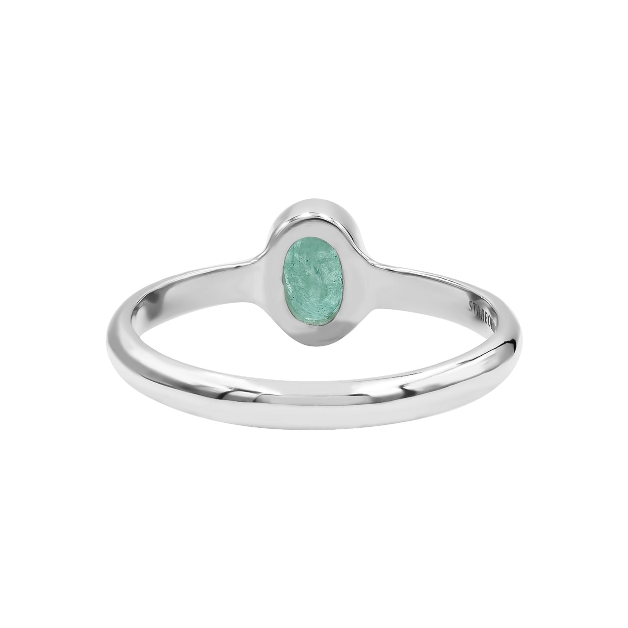 Starborn Emerald Oval Faceted Ring in Fine Sterling Silver