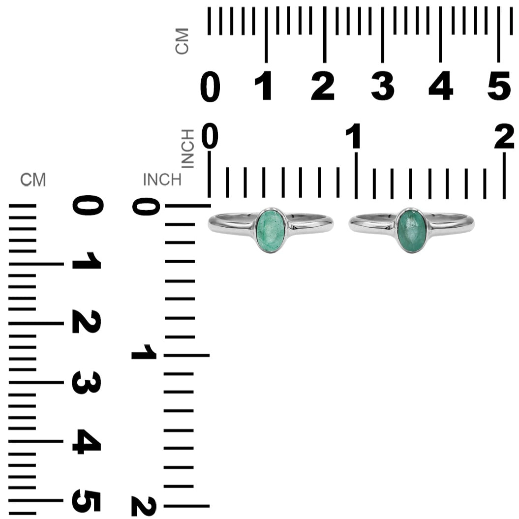 Starborn Emerald Oval Faceted Ring in Fine Sterling Silver