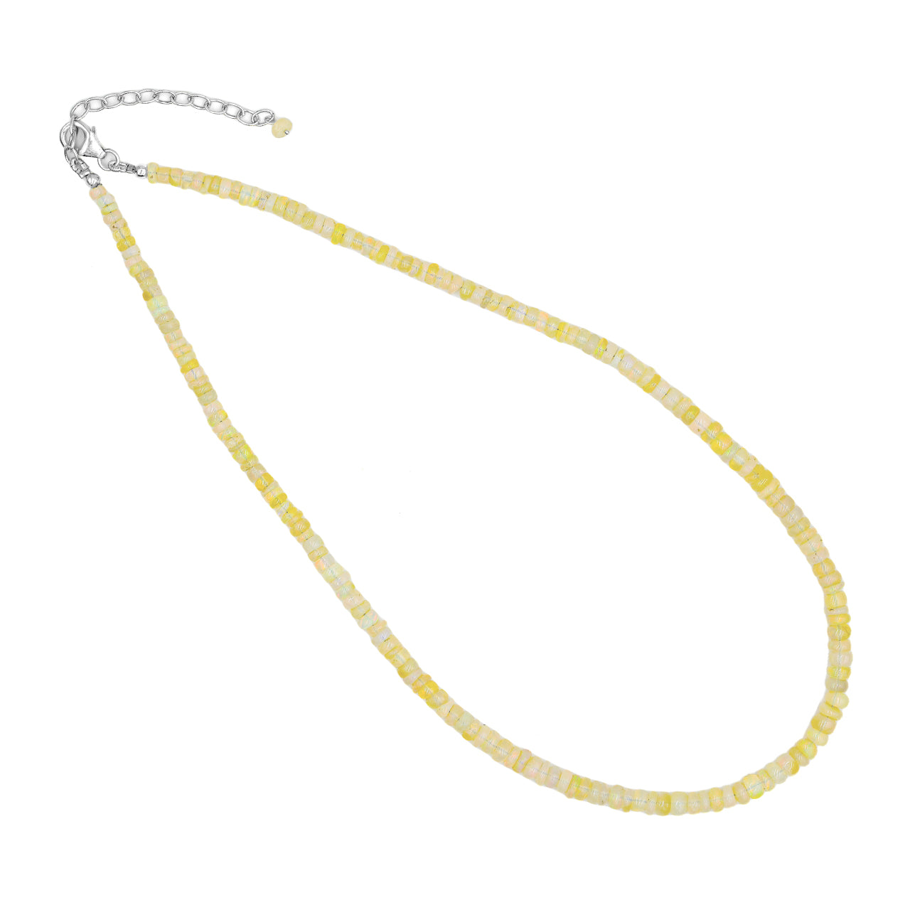 Starborn Yellow Sheen of Natural Ethiopian Opal Adjustable Bead Chain Necklace
