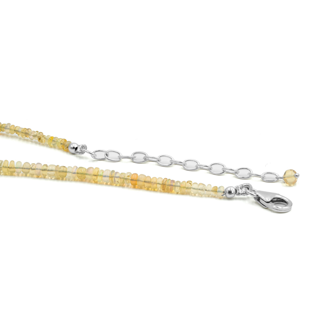 Starborn Yellow Sheen of Natural Ethiopian Opal Adjustable Bead Chain Necklace