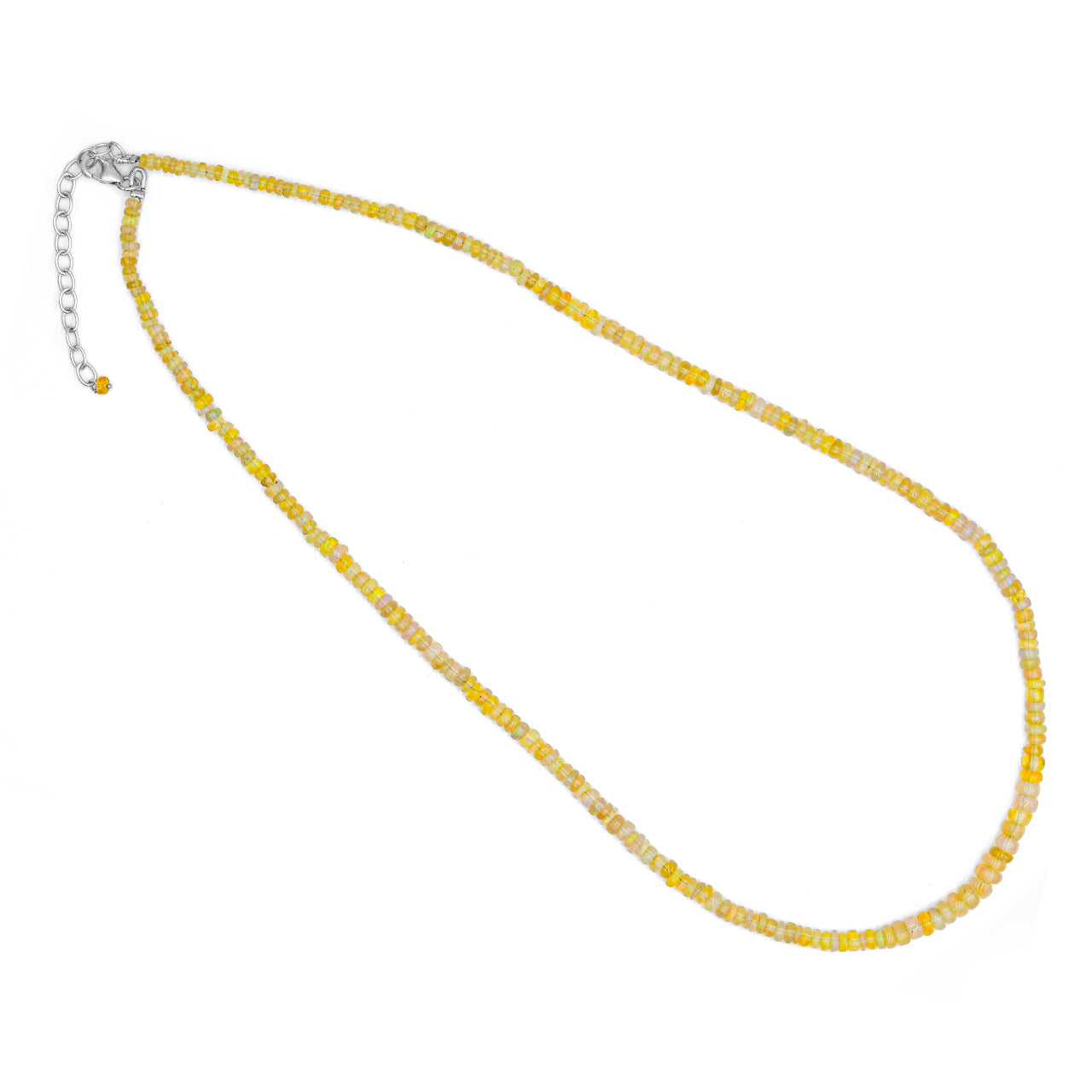 Starborn Yellow Sheen of Natural Ethiopian Opal Adjustable Bead Chain Necklace